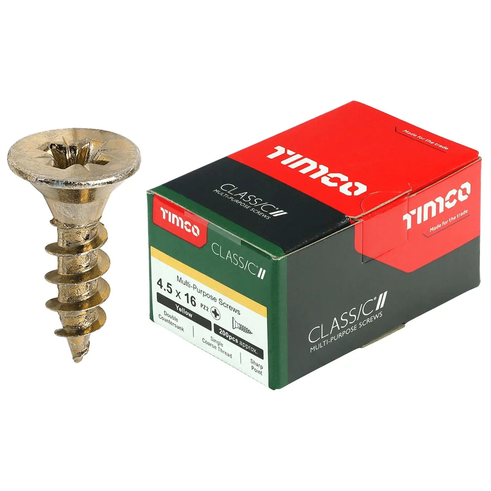 TIMCO Classic Multi Purpose Screws Pozi Head Double Countersunk Yellow Boxed - Choose Size  White Rose Tools