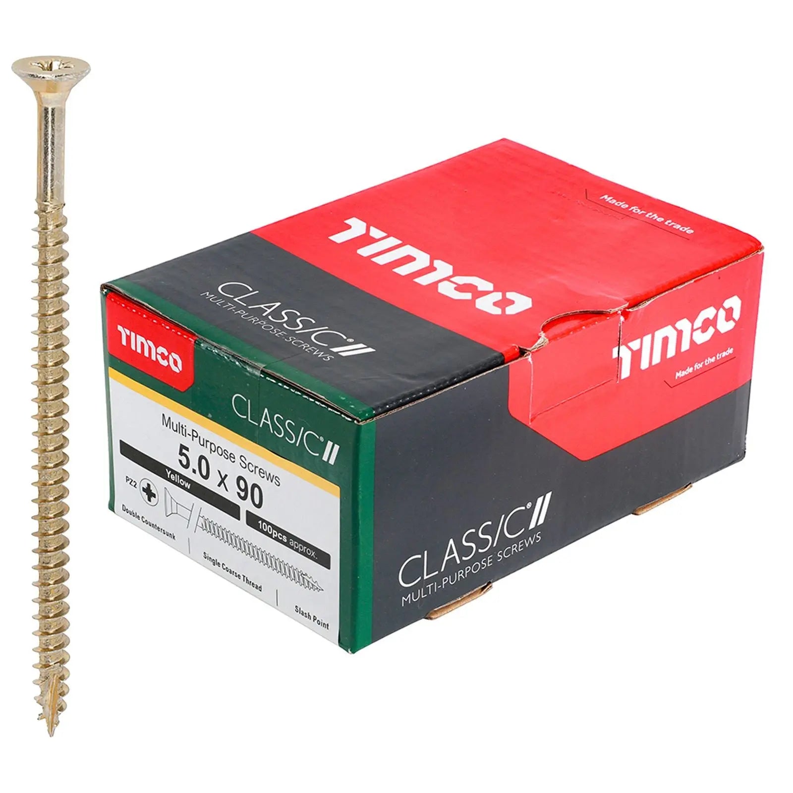 TIMCO Classic Multi Purpose Screws Pozi Head Double Countersunk Yellow Boxed - Choose Size  White Rose Tools