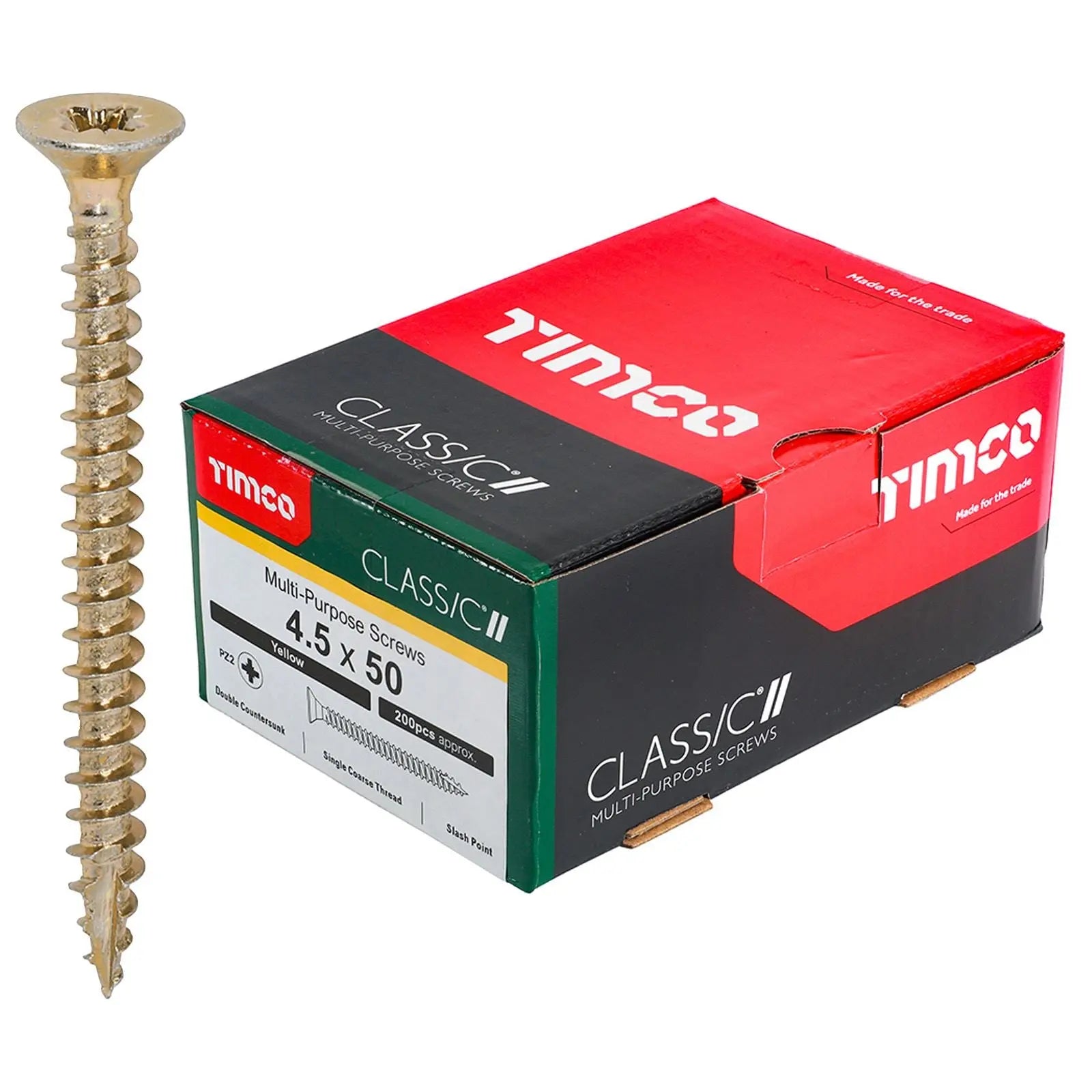 TIMCO Classic Multi Purpose Screws Pozi Head Double Countersunk Yellow Boxed - Choose Size  White Rose Tools