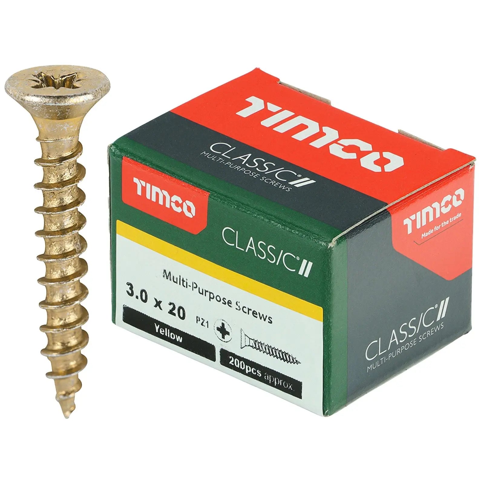 TIMCO Classic Multi Purpose Screws Pozi Head Double Countersunk Yellow Boxed - Choose Size  White Rose Tools