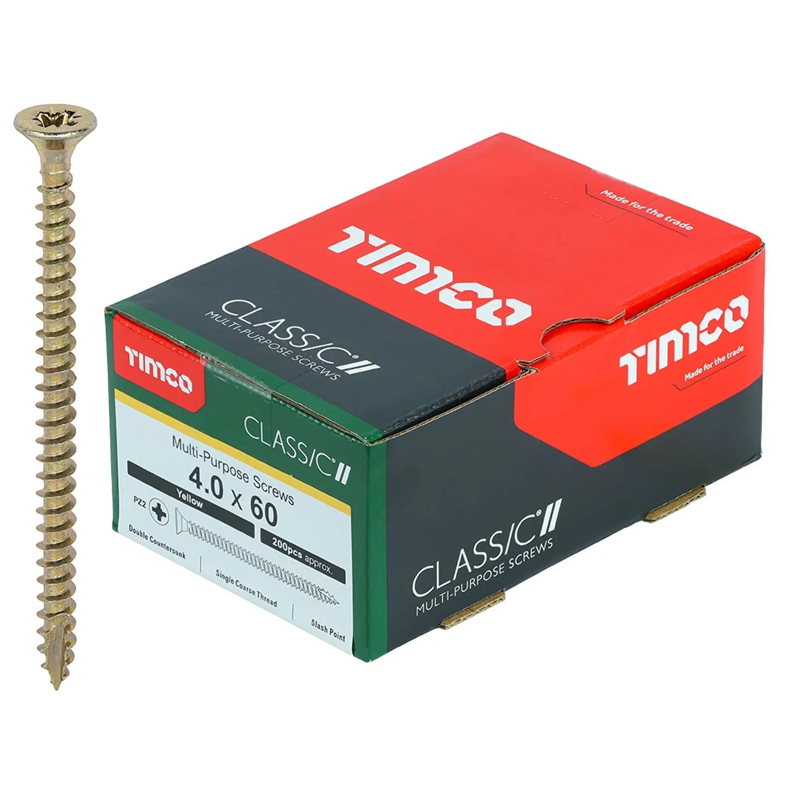 TIMCO Classic Multi Purpose Screws Pozi Head Double Countersunk Yellow Boxed - Choose Size  White Rose Tools