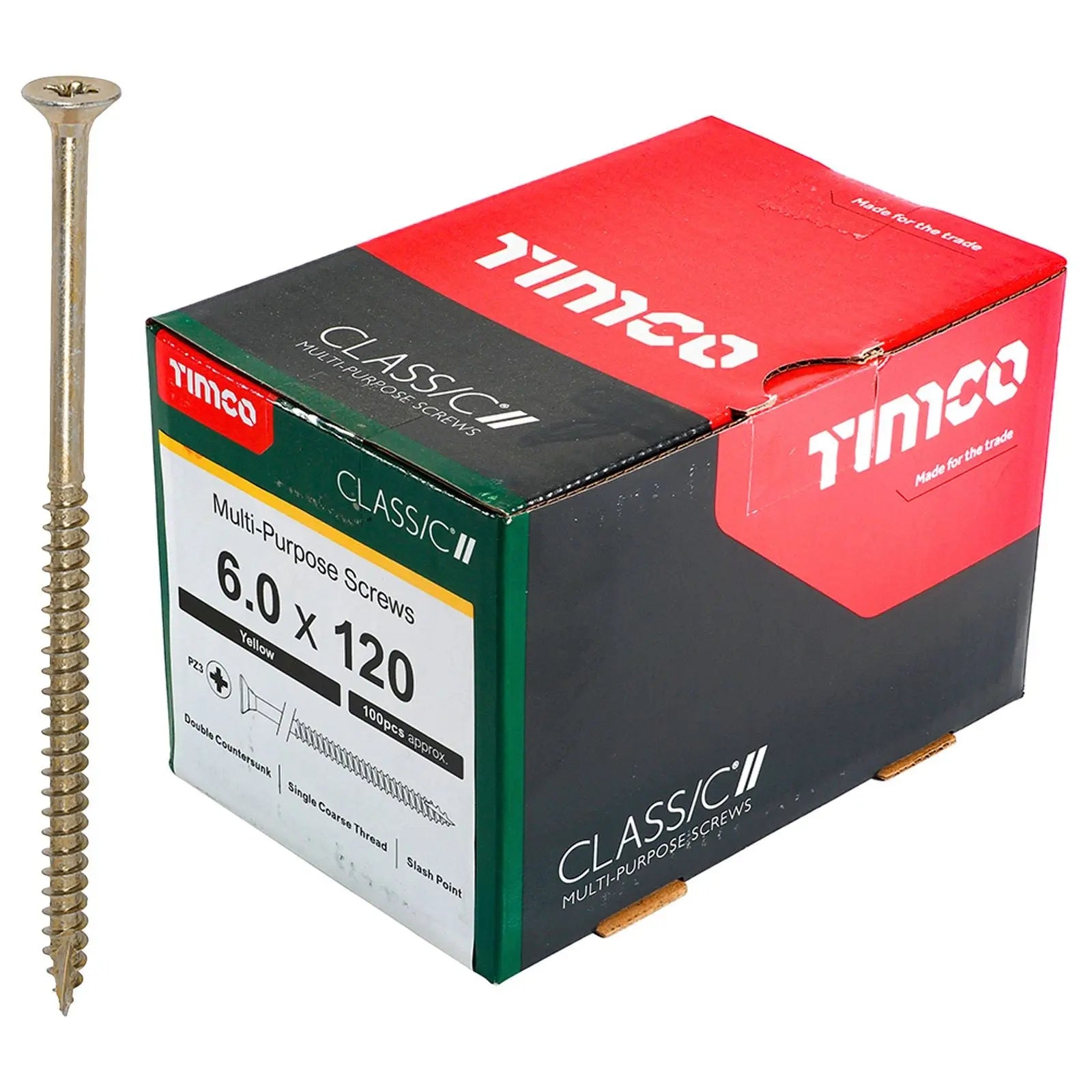 TIMCO Classic Multi Purpose Screws Pozi Head Double Countersunk Yellow Boxed - Choose Size  White Rose Tools