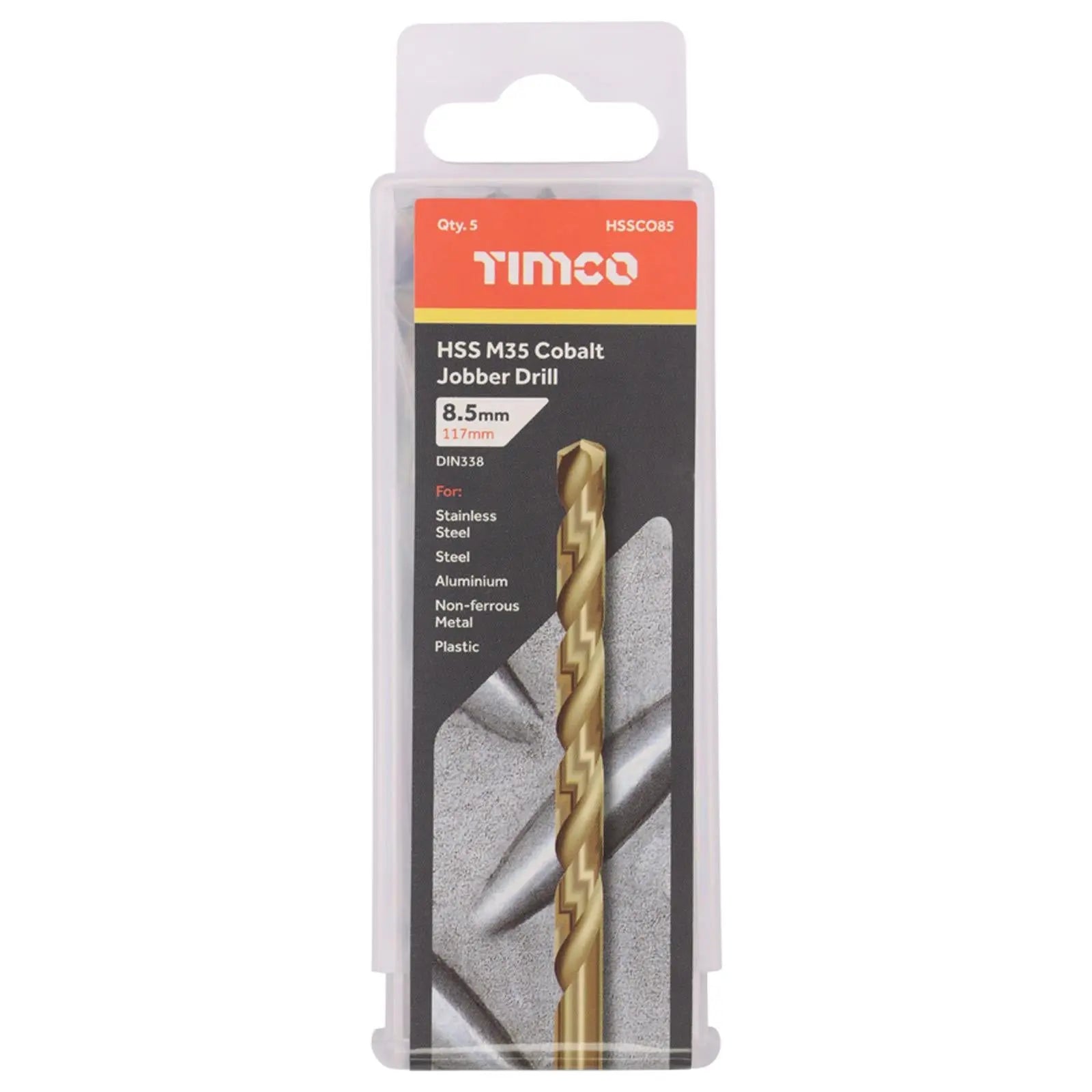 TIMCO HSS Cobalt Jobber Metal Drill Bits M35 Tube DIN338 1-13mm - Choose Size  White Rose Tools