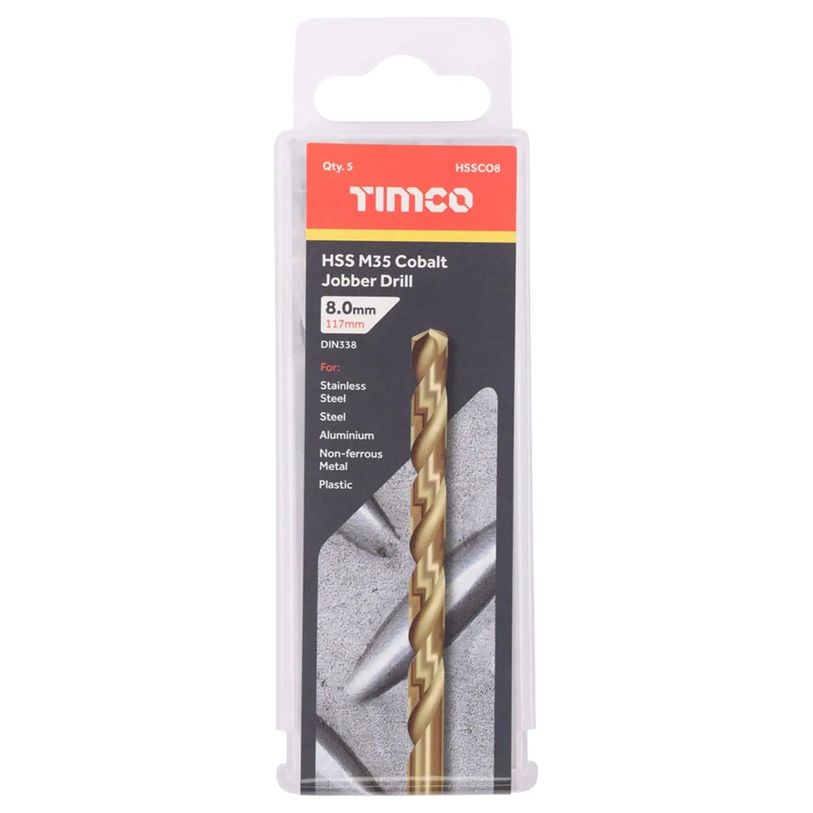 TIMCO HSS Cobalt Jobber Metal Drill Bits M35 Tube DIN338 1-13mm - Choose Size  White Rose Tools