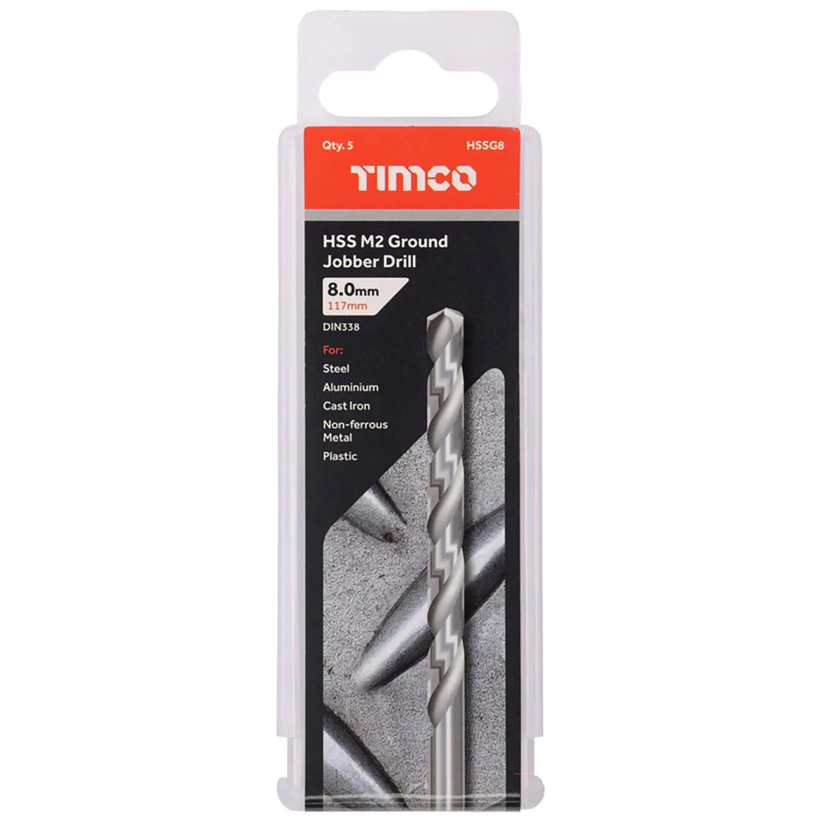TIMCO HSS Drill Bits M2 Ground Jobber Drill Bit Pack DIN338 - Choose Size  White Rose Tools