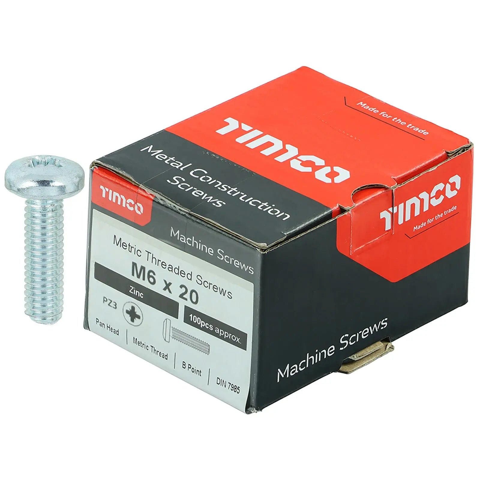 TIMCO Machine Screws Pan Head Zinc Pozi Head 100 Screws Box - Choose Size  White Rose Tools