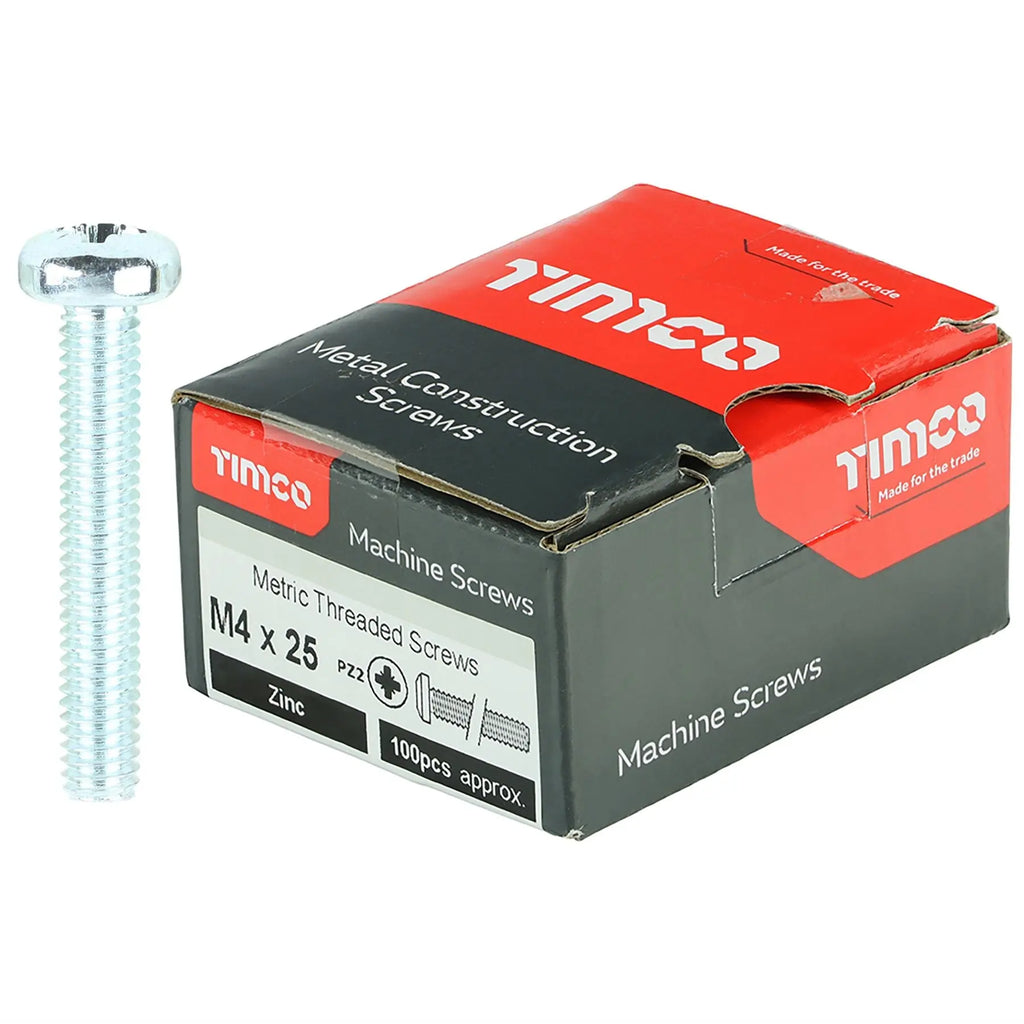 Timco Machine TIMCO Machine Screws Pan Head Zinc Pozi Head 100 Screws Box - Choose
