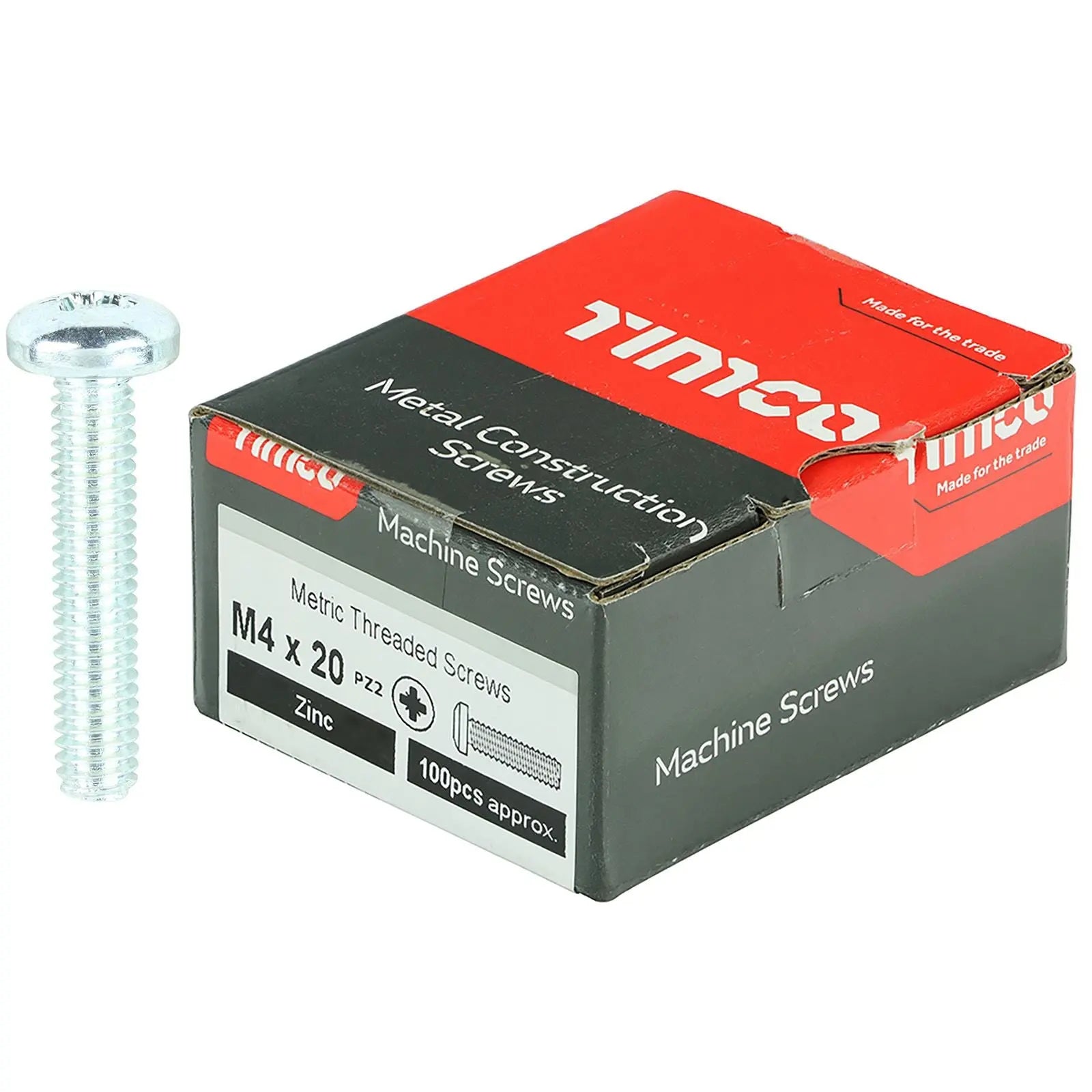 TIMCO Machine Screws Pan Head Zinc Pozi Head 100 Screws Box - Choose Size  White Rose Tools