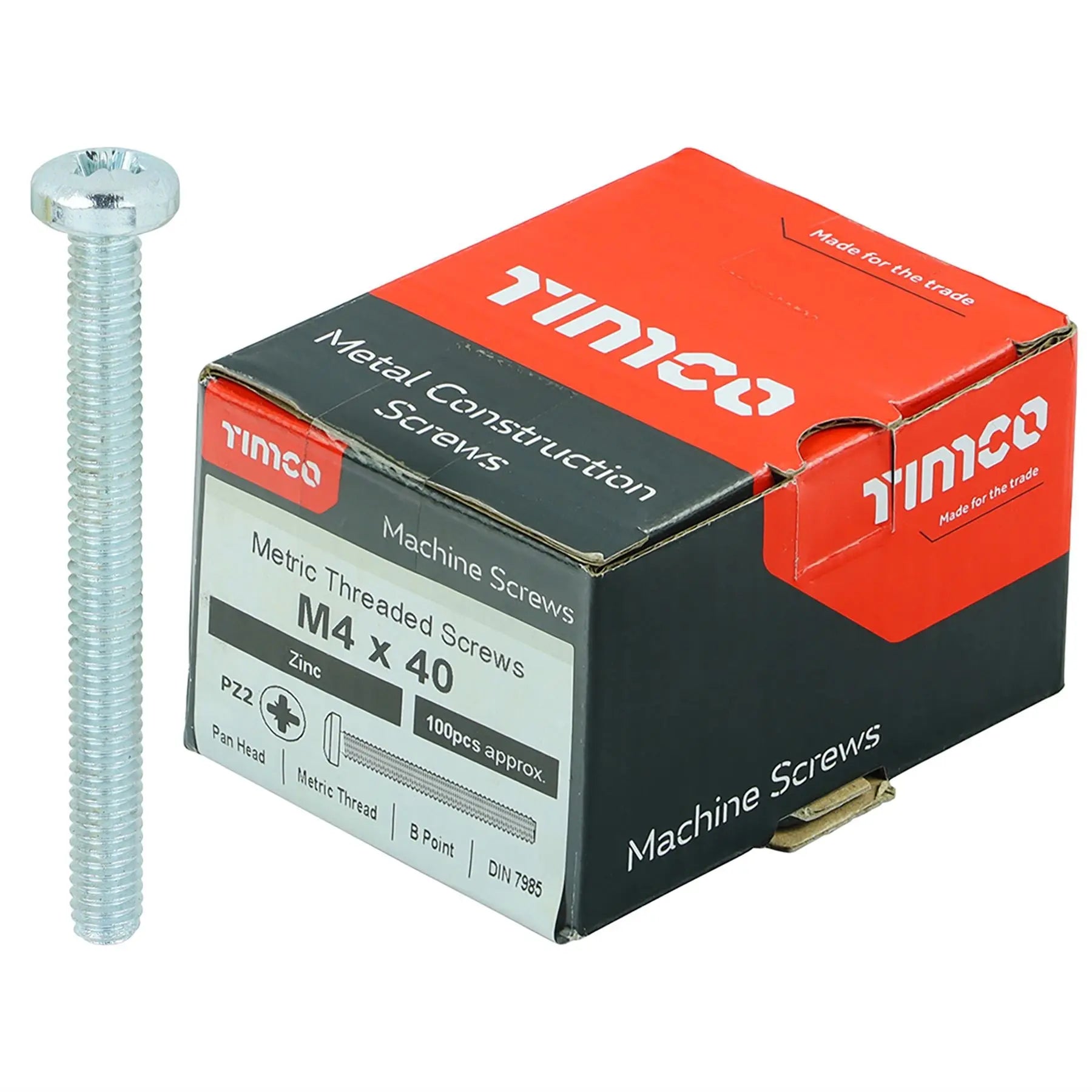 TIMCO Machine Screws Pan Head Zinc Pozi Head 100 Screws Box - Choose Size  White Rose Tools