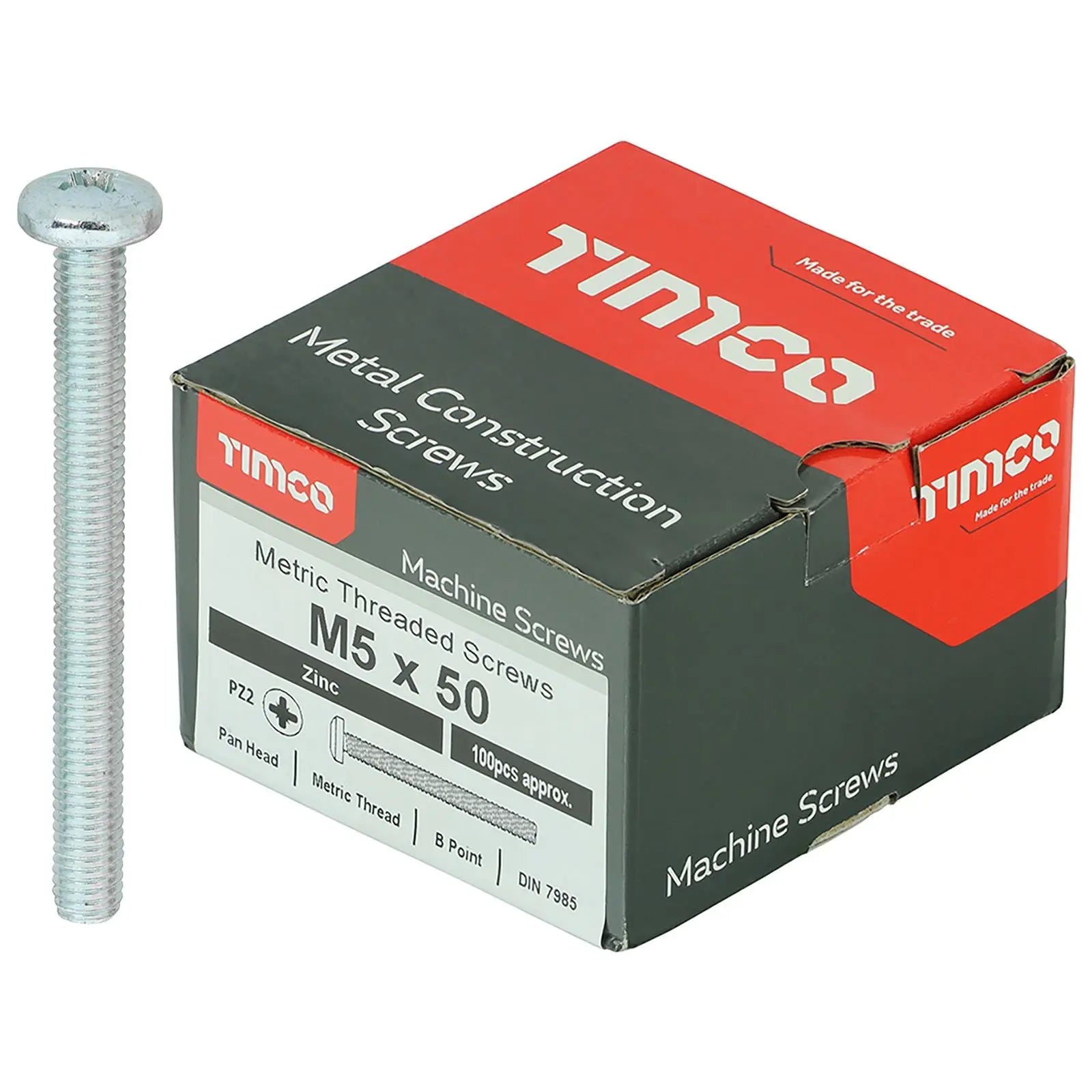 TIMCO Machine Screws Pan Head Zinc Pozi Head 100 Screws Box - Choose Size  White Rose Tools