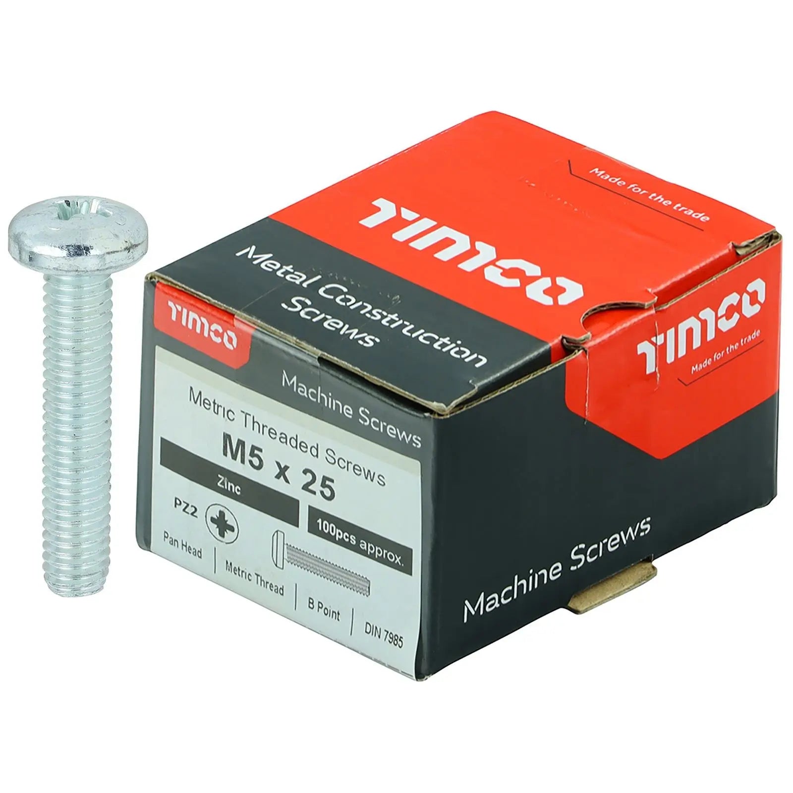 TIMCO Machine Screws Pan Head Zinc Pozi Head 100 Screws Box - Choose Size  White Rose Tools