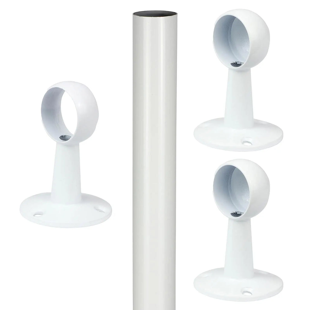 Socket Cup Railing TIMCO Round Wardrobe Rail 25mm Diameter End Sockets Brackets Polished