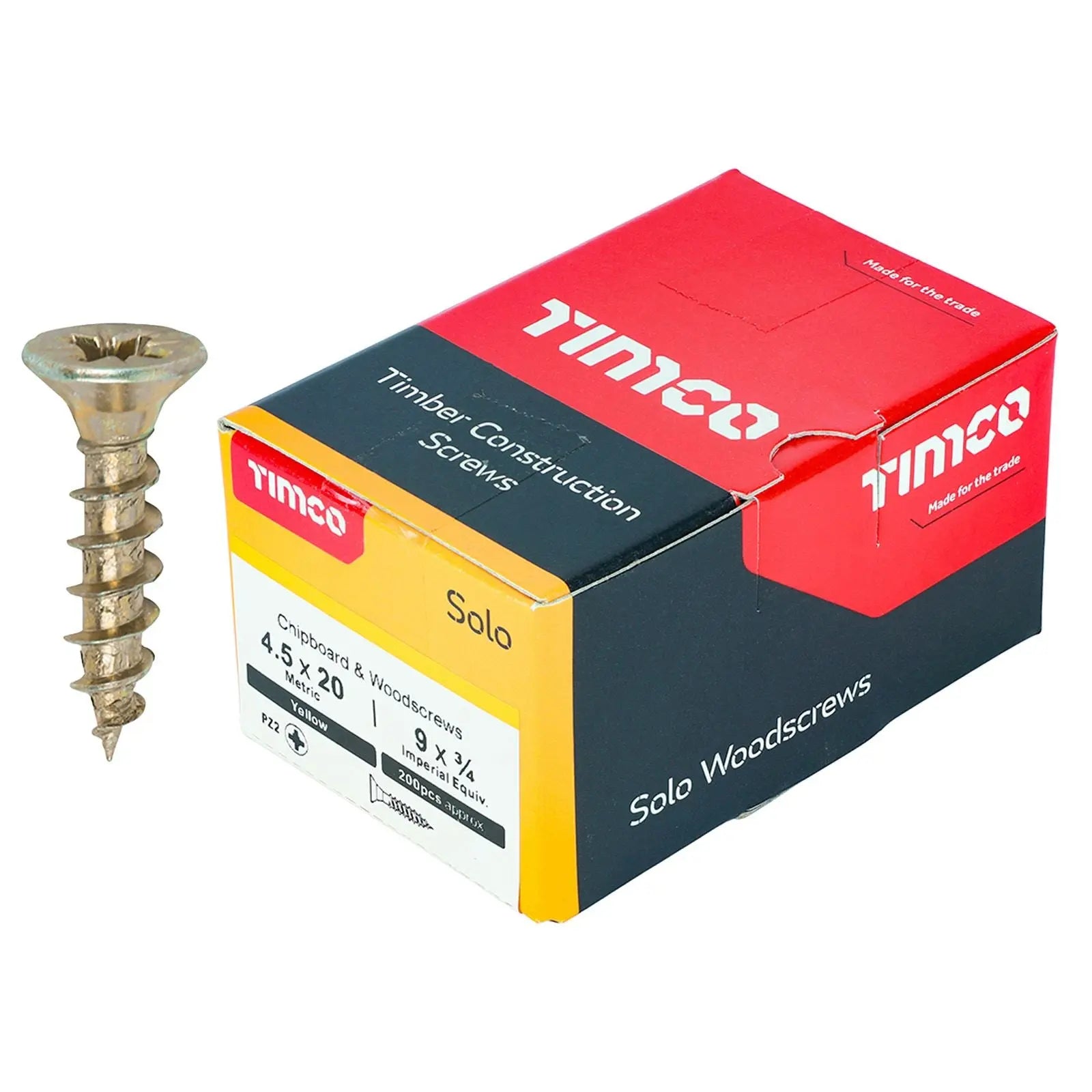 TIMCO SOLO Wood Screws Yellow Double Countersunk Pozi Boxed - Choose Size  White Rose Tools