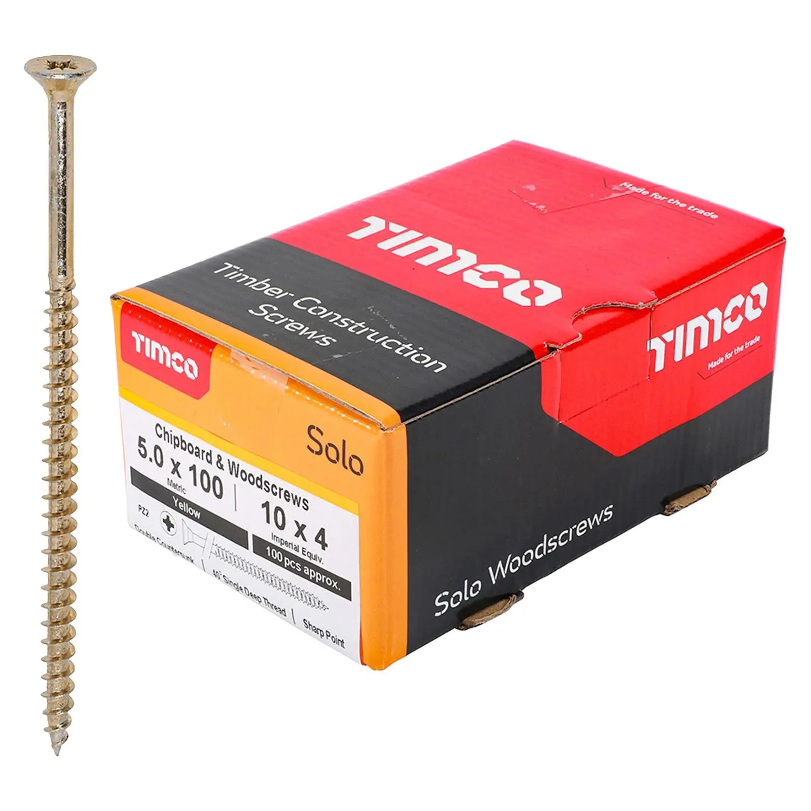 TIMCO SOLO Wood Screws Yellow Double Countersunk Pozi Boxed - Choose Size  White Rose Tools