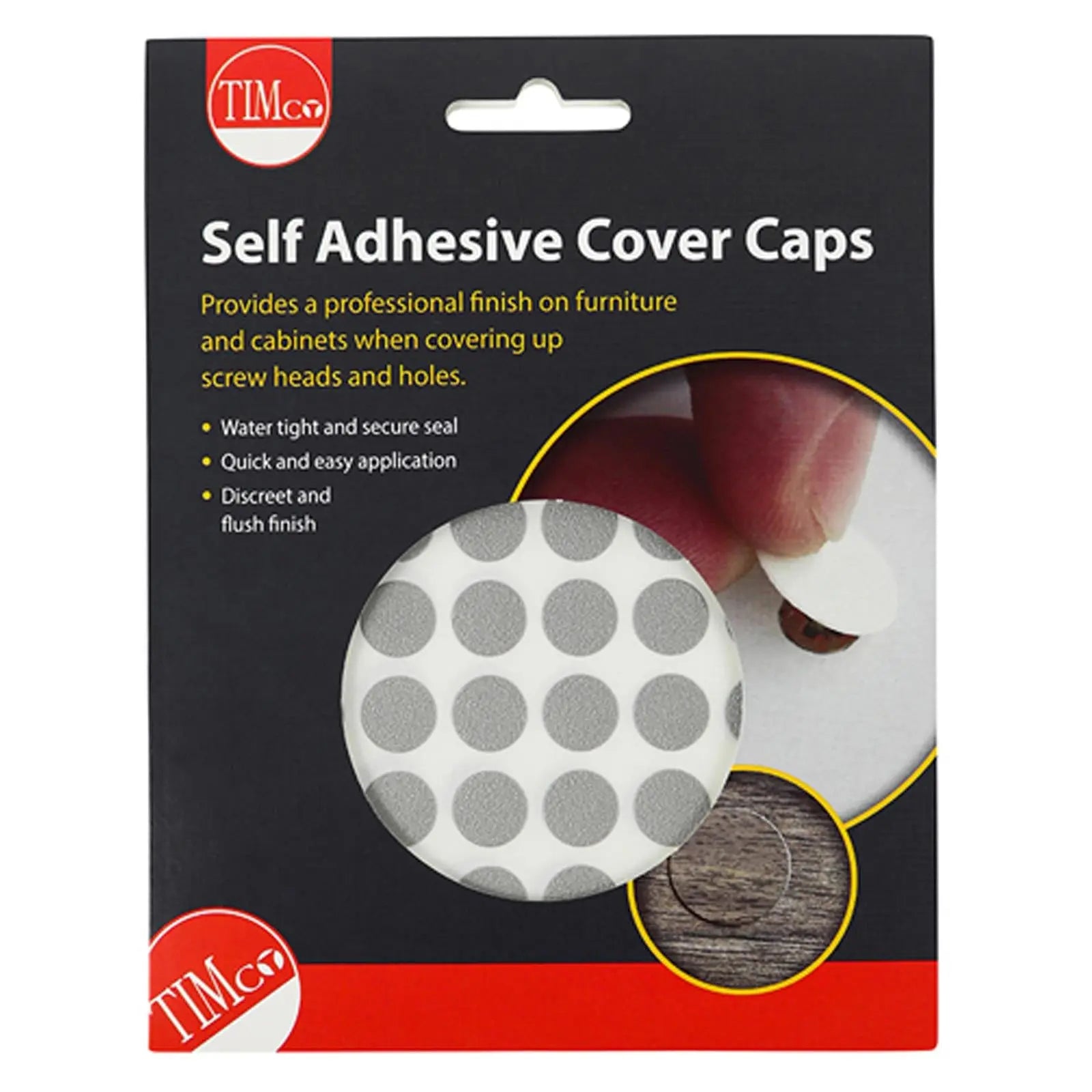 TIMCO Self Adhesive Screw Cover Caps 13mm 18mm Diameter Matt Gloss - Choose Colour  White Rose Tools