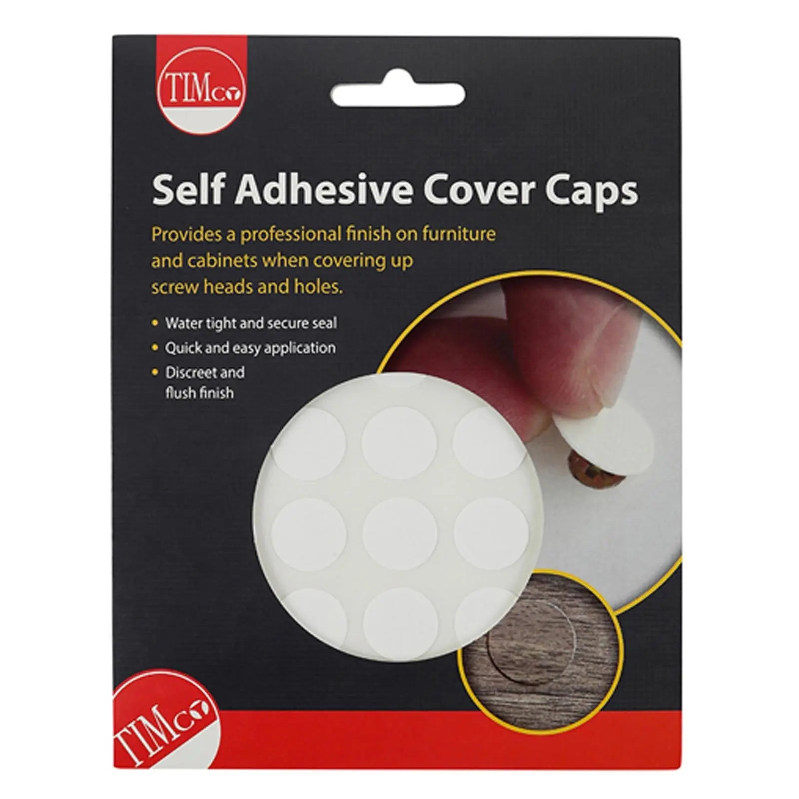 TIMCO Self Adhesive Screw Cover Caps 13mm 18mm Diameter Matt Gloss - Choose Colour  White Rose Tools