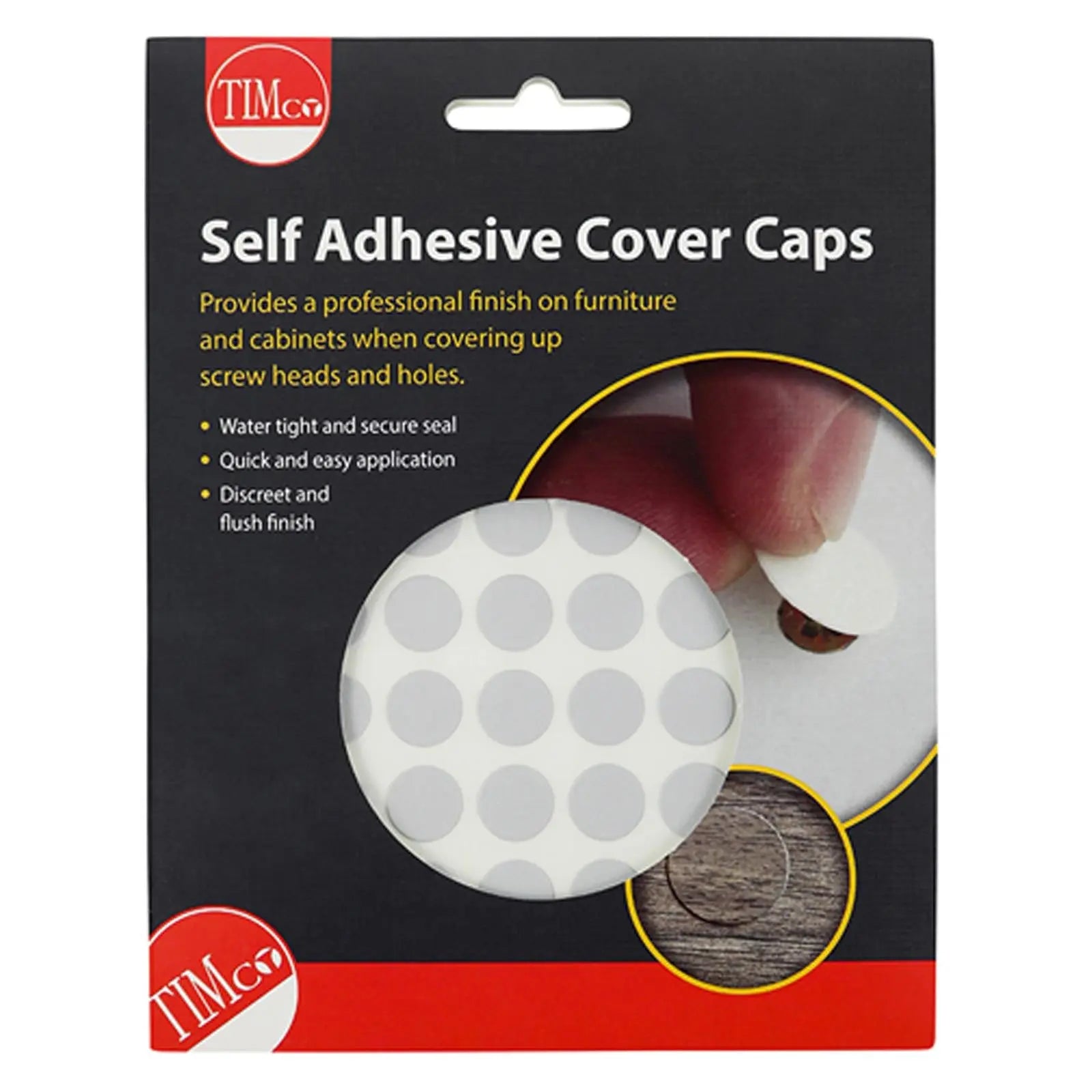 TIMCO Self Adhesive Screw Cover Caps 13mm 18mm Diameter Matt Gloss - Choose Colour  White Rose Tools