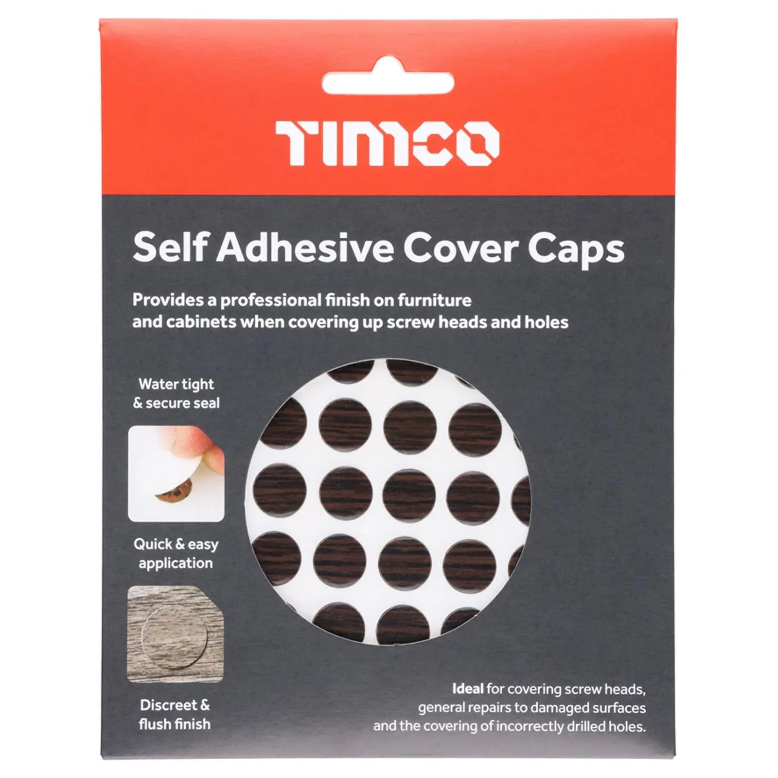 TIMCO Self Adhesive Screw Cover Caps 13mm 18mm Diameter Matt Gloss - Choose Colour  White Rose Tools