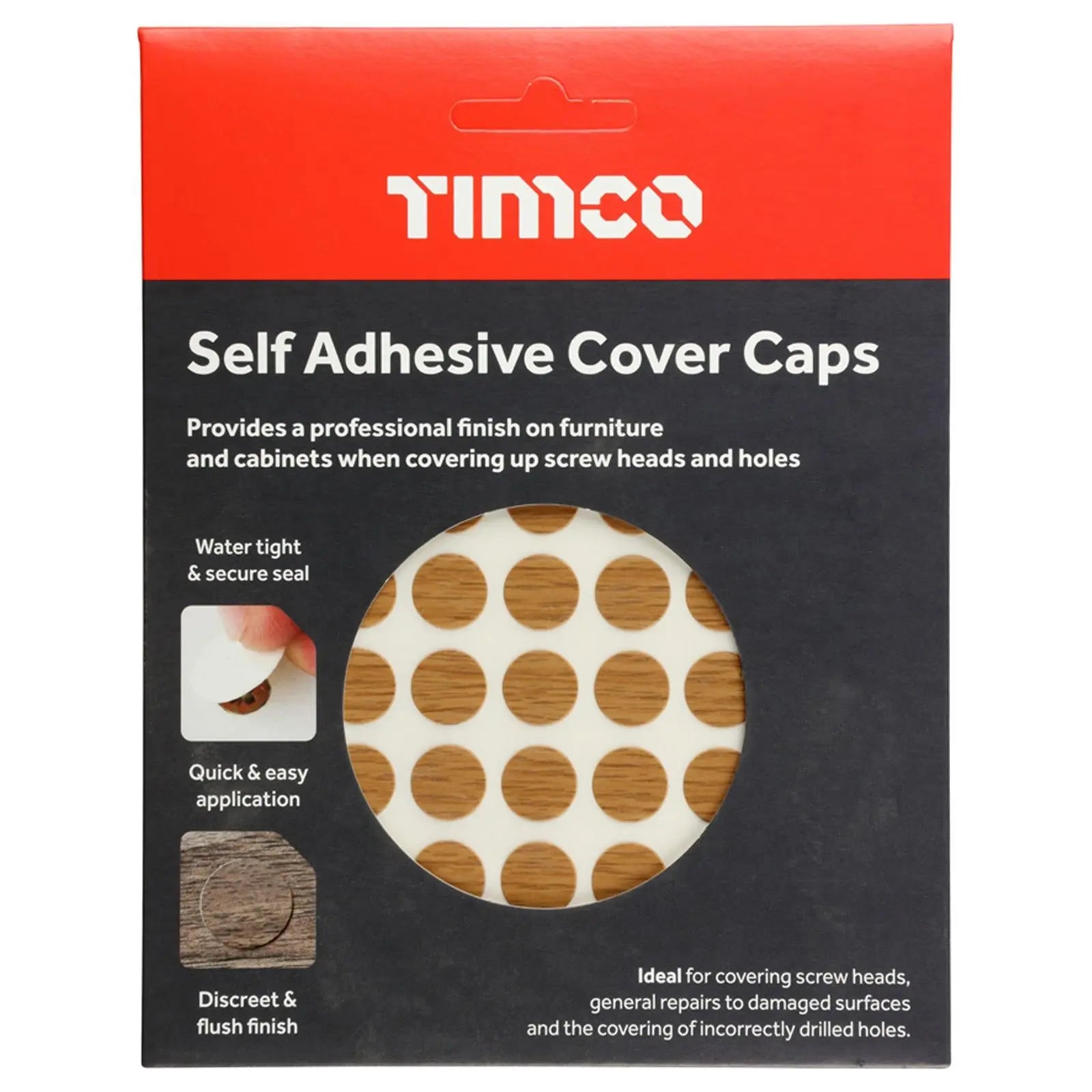 TIMCO Self Adhesive Screw Cover Caps 13mm 18mm Diameter Matt Gloss - Choose Colour  White Rose Tools