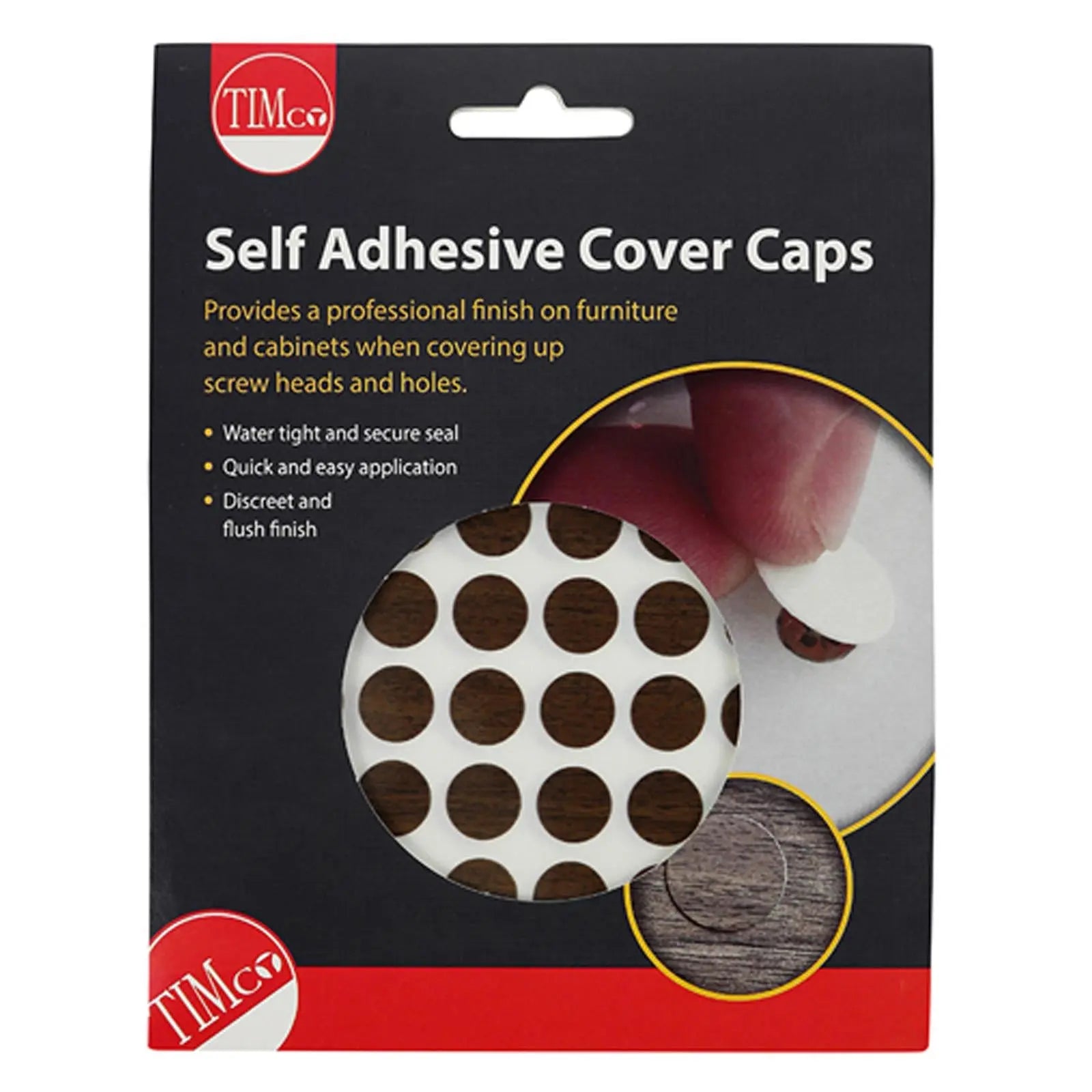 TIMCO Self Adhesive Screw Cover Caps 13mm 18mm Diameter Matt Gloss - Choose Colour  White Rose Tools