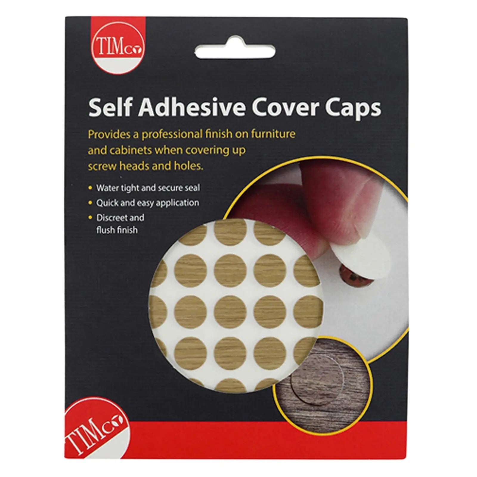 TIMCO Self Adhesive Screw Cover Caps 13mm 18mm Diameter Matt Gloss - Choose Colour  White Rose Tools