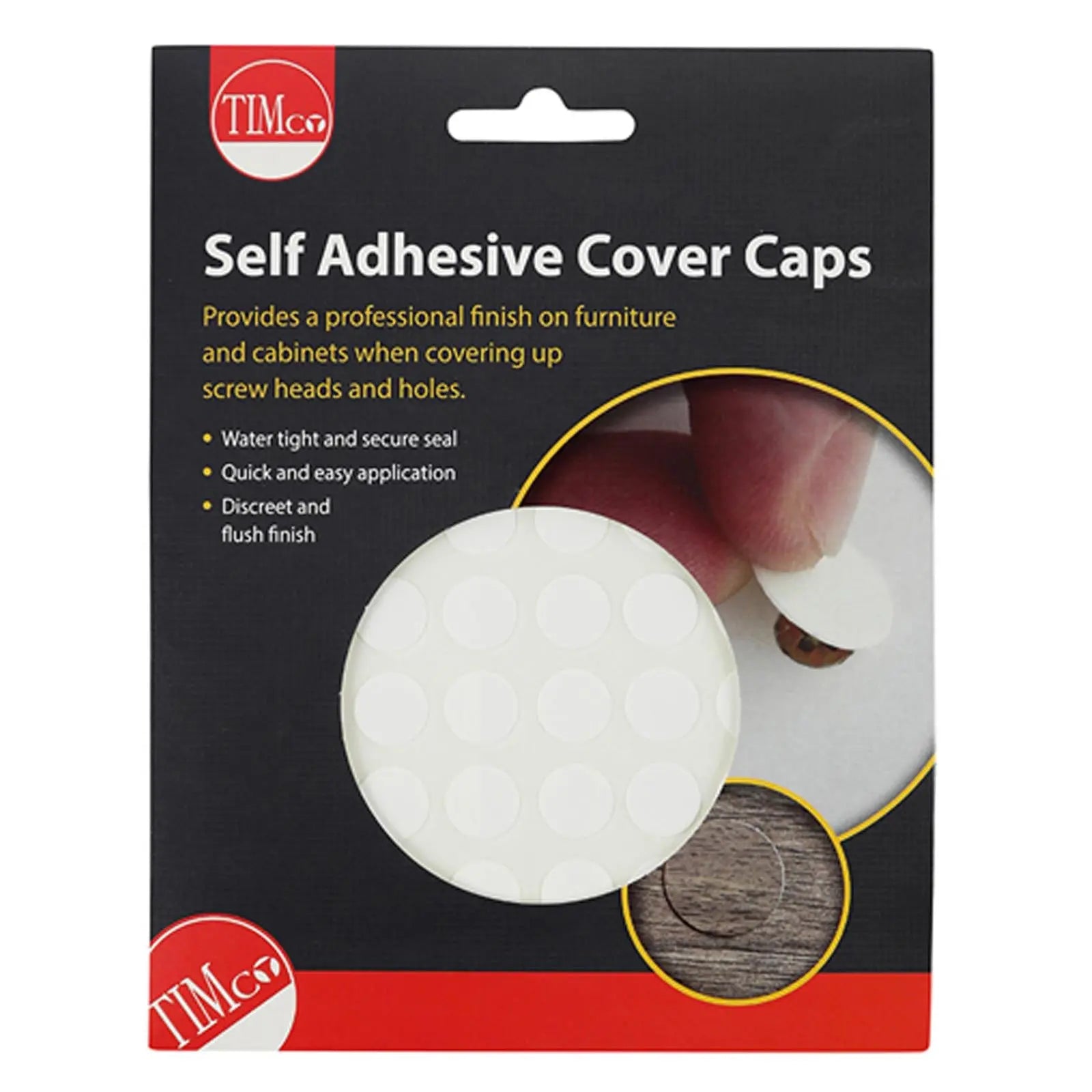 TIMCO Self Adhesive Screw Cover Caps 13mm 18mm Diameter Matt Gloss - Choose Colour  White Rose Tools