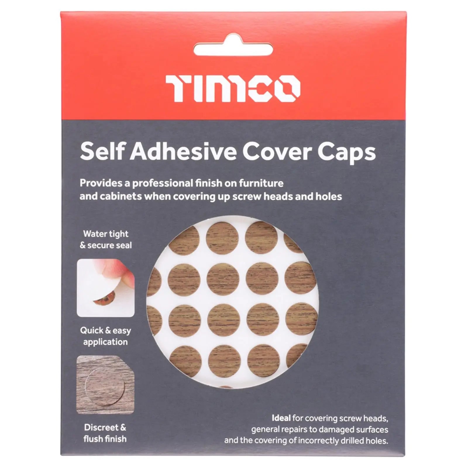 TIMCO Self Adhesive Screw Cover Caps 13mm 18mm Diameter Matt Gloss - Choose Colour  White Rose Tools