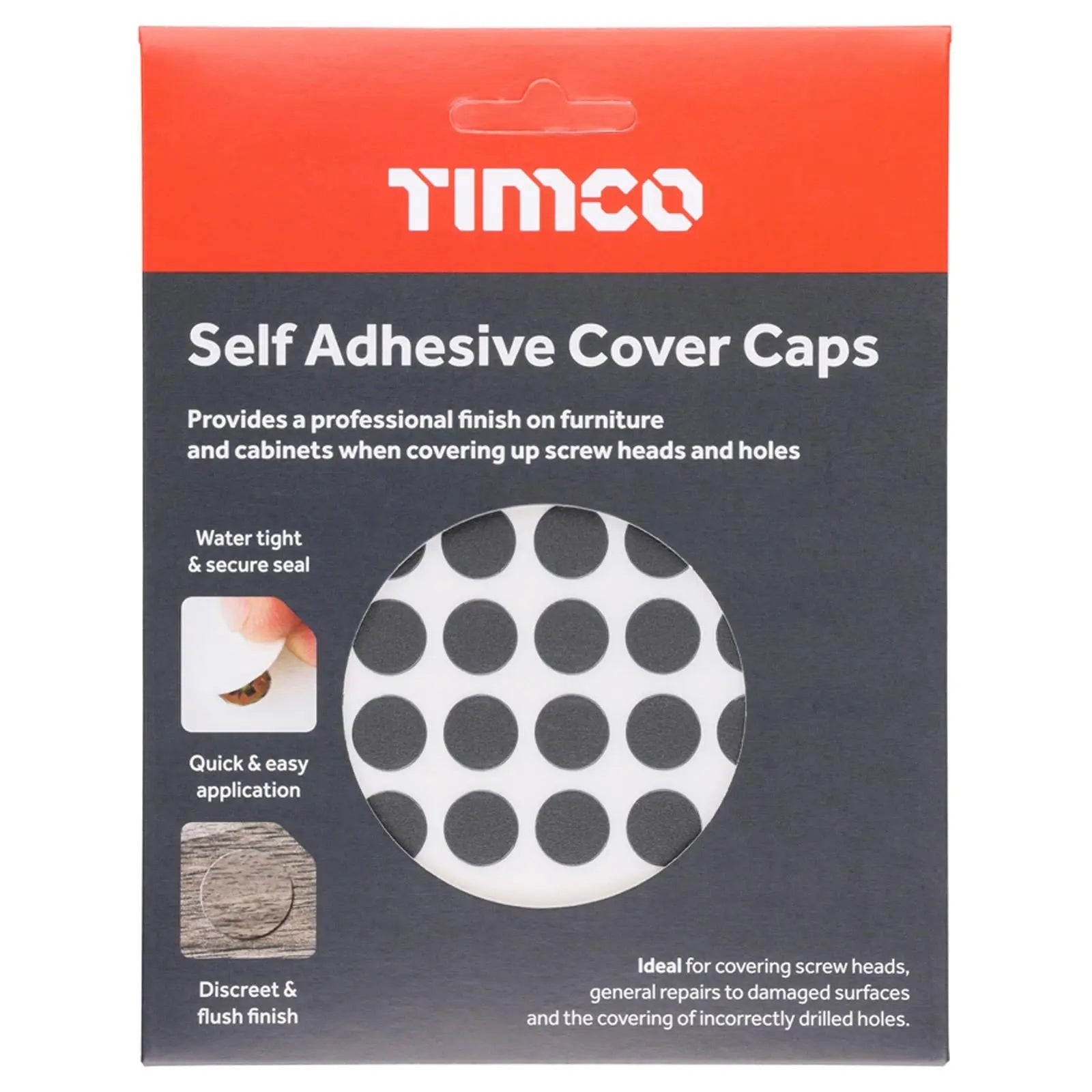 TIMCO Self Adhesive Screw Cover Caps 13mm 18mm Diameter Matt Gloss - Choose Colour  White Rose Tools