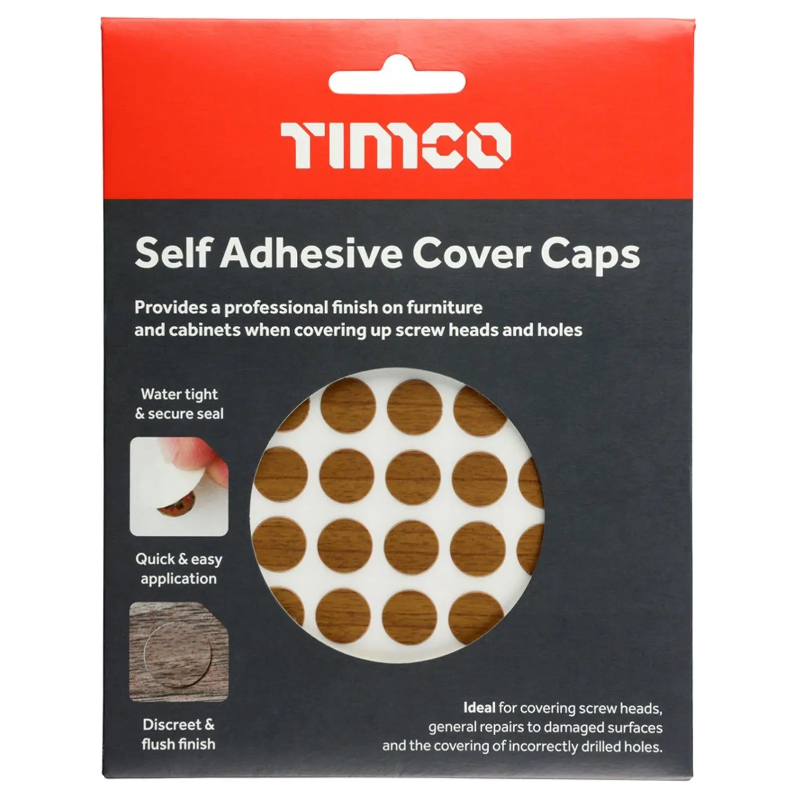 TIMCO Self Adhesive Screw Cover Caps 13mm 18mm Diameter Matt Gloss - Choose Colour  White Rose Tools