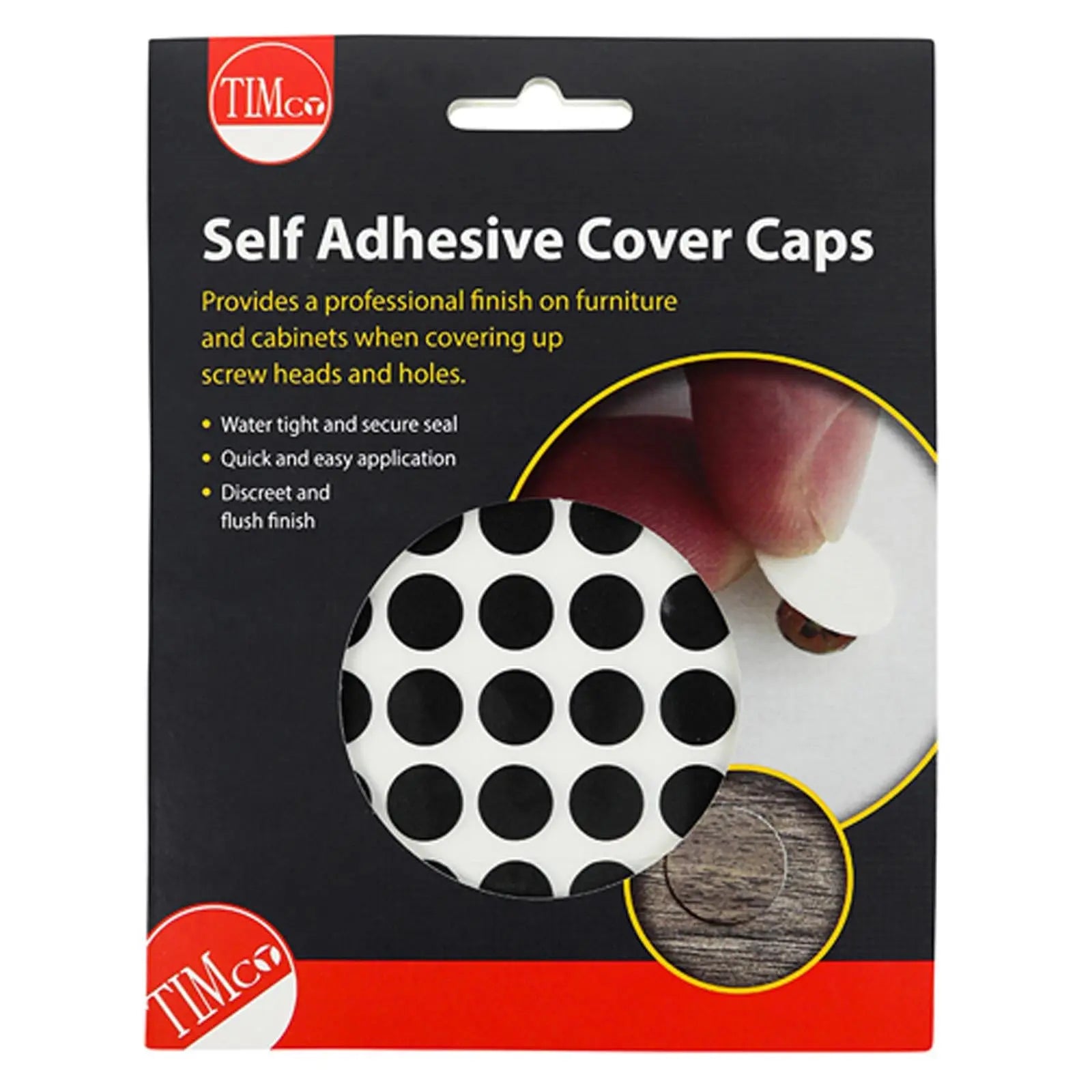 TIMCO Self Adhesive Screw Cover Caps 13mm 18mm Diameter Matt Gloss - Choose Colour  White Rose Tools