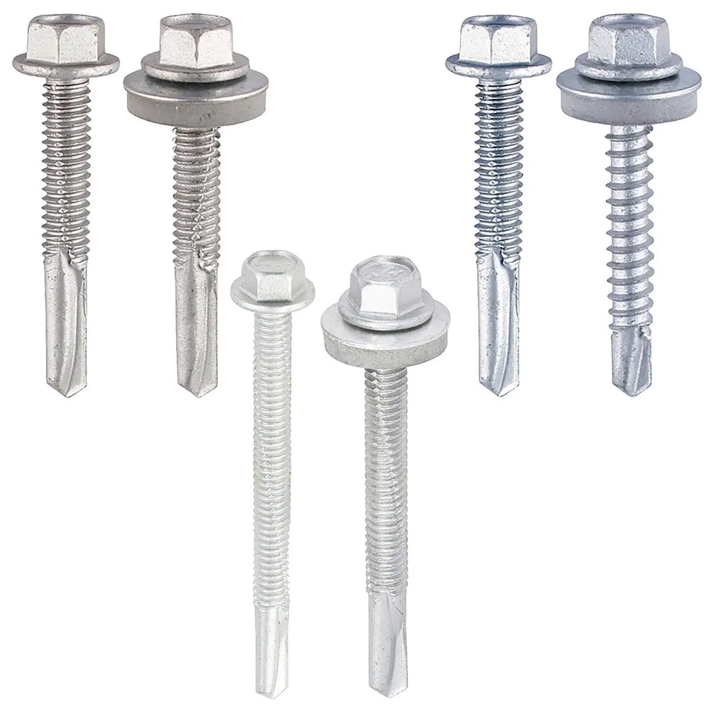 TIMCO Self Drilling Construction Screw for Heavy Section Steel with or without EPDM Washer Bi-Metal Exterior Zinc -Choose Size  White Rose Tools
