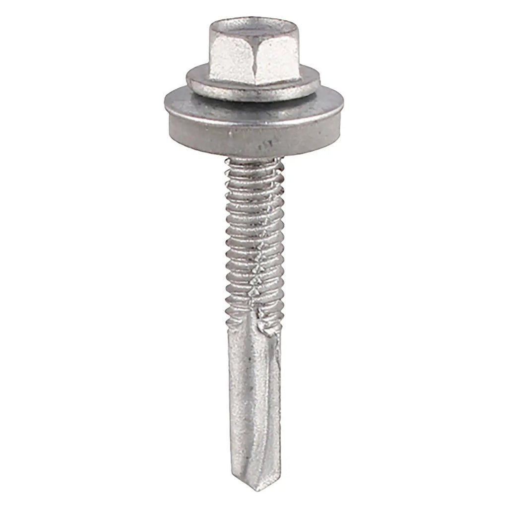 TIMCO Self Drilling Construction Screw for Heavy Section Steel with or without EPDM Washer Bi-Metal Exterior Zinc -Choose Size  White Rose Tools