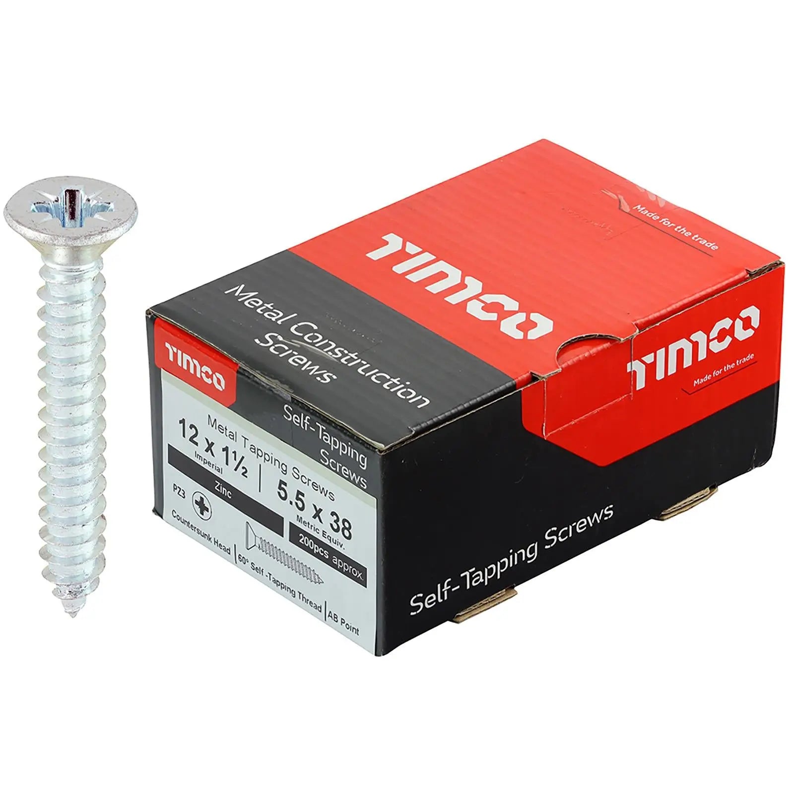 TIMCO Self Tapping Screws Countersunk Zinc Pozi - Choose Size  White Rose Tools