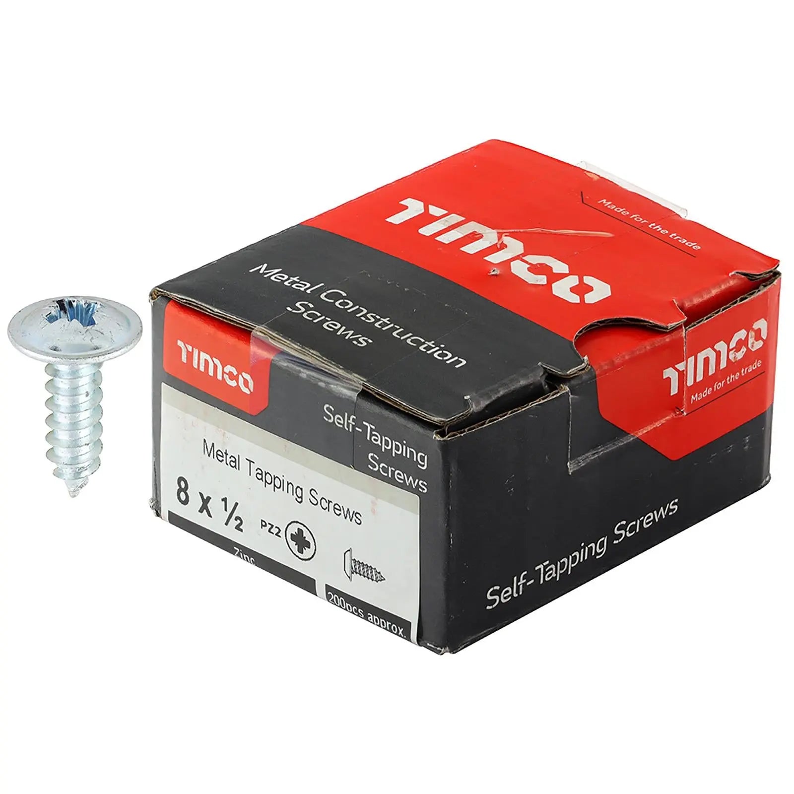 TIMCO Self Tapping Screws Flange Head Zinc Pozi - Choose Size  White Rose Tools