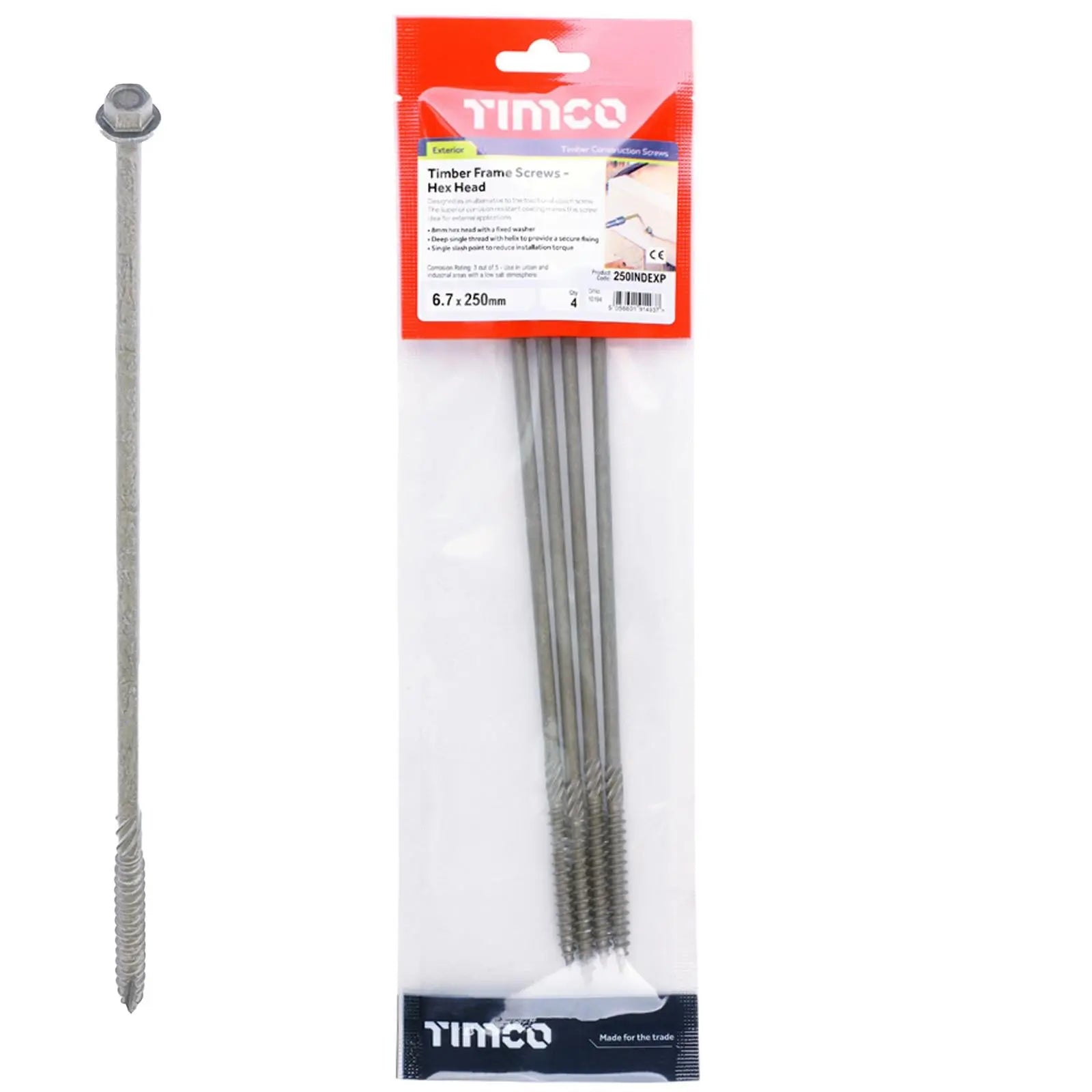 TIMCO Timber Framing and Landscaping Screws Hex Head Exterior Green Orgainc 6.7mm  White Rose Tools