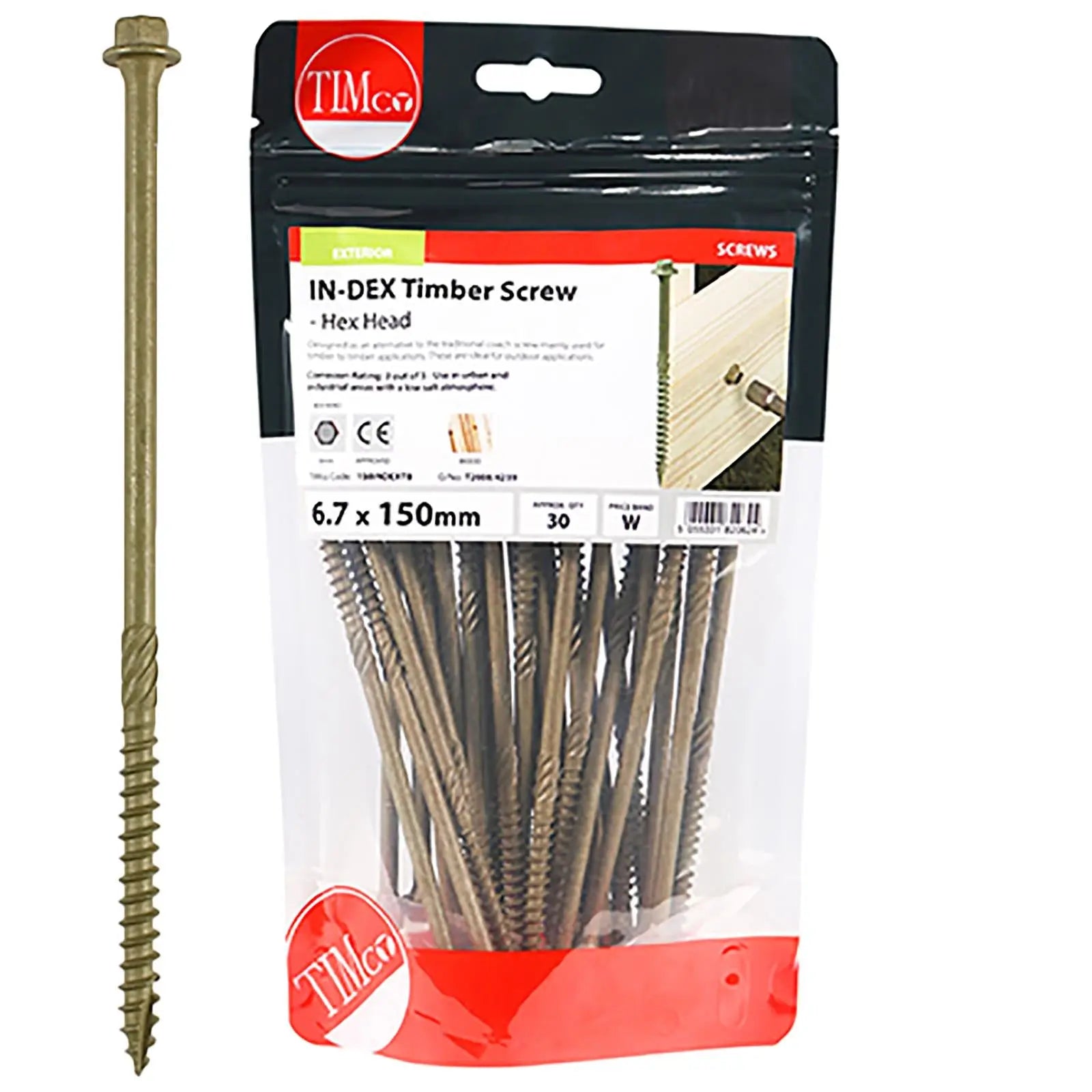 TIMCO Timber Framing and Landscaping Screws Hex Head Exterior Green Orgainc 6.7mm  White Rose Tools