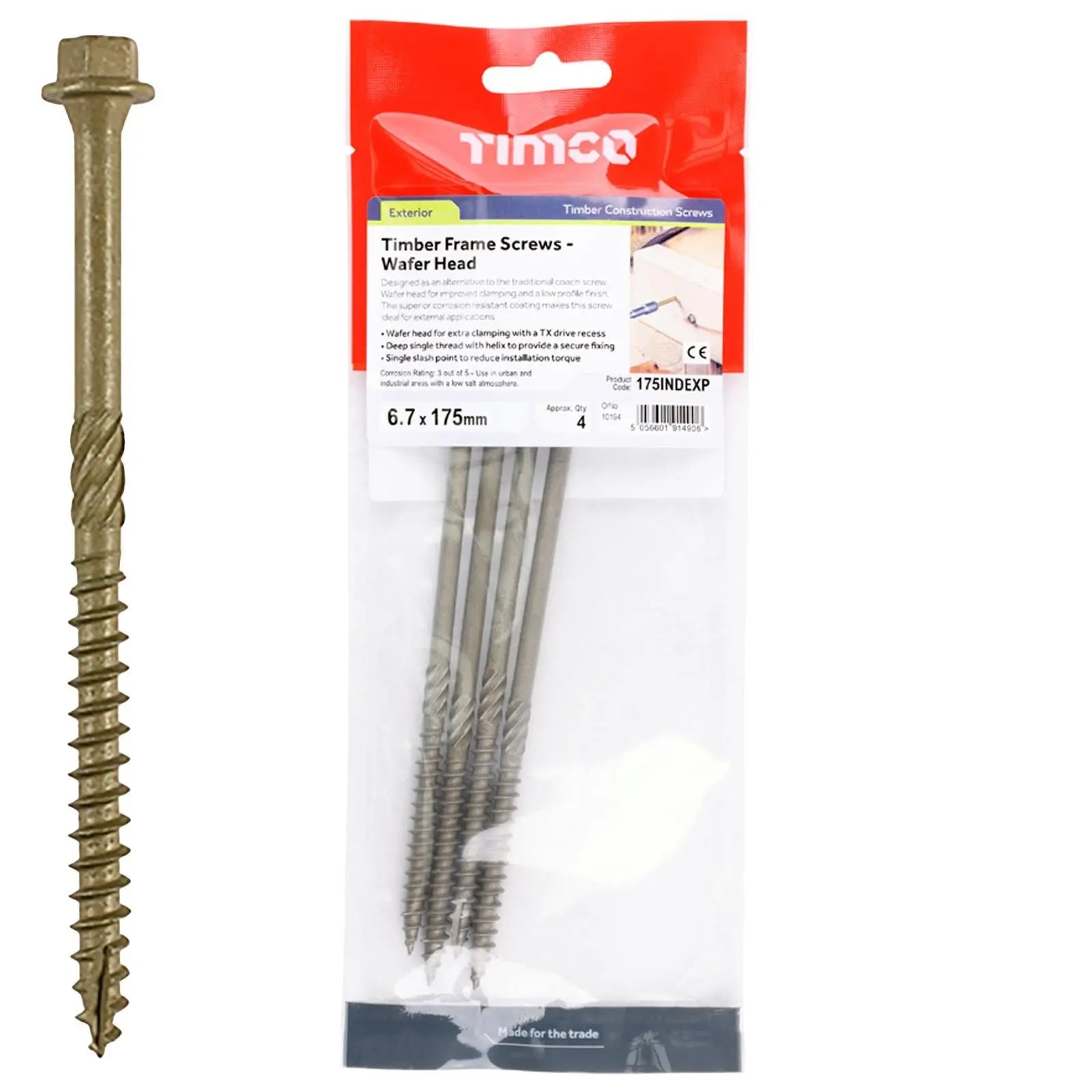 TIMCO Timber Framing and Landscaping Screws Hex Head Exterior Green Orgainc 6.7mm  White Rose Tools
