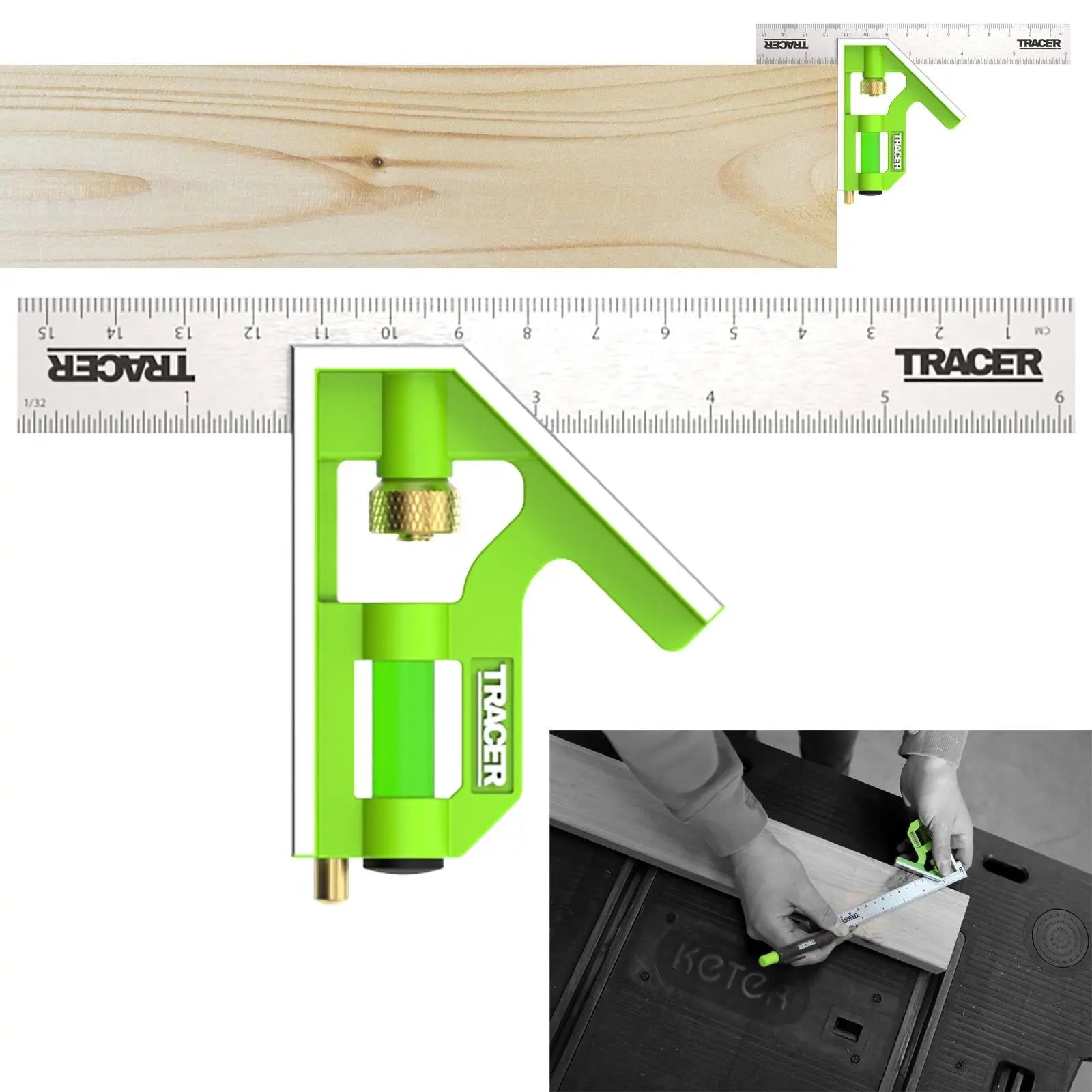 TRACER Combination Square 150mm 6  White Rose Tools