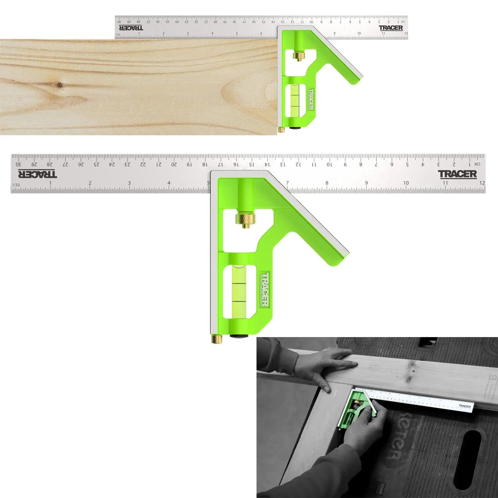 TRACER Combination Square 300mm 12  White Rose Tools