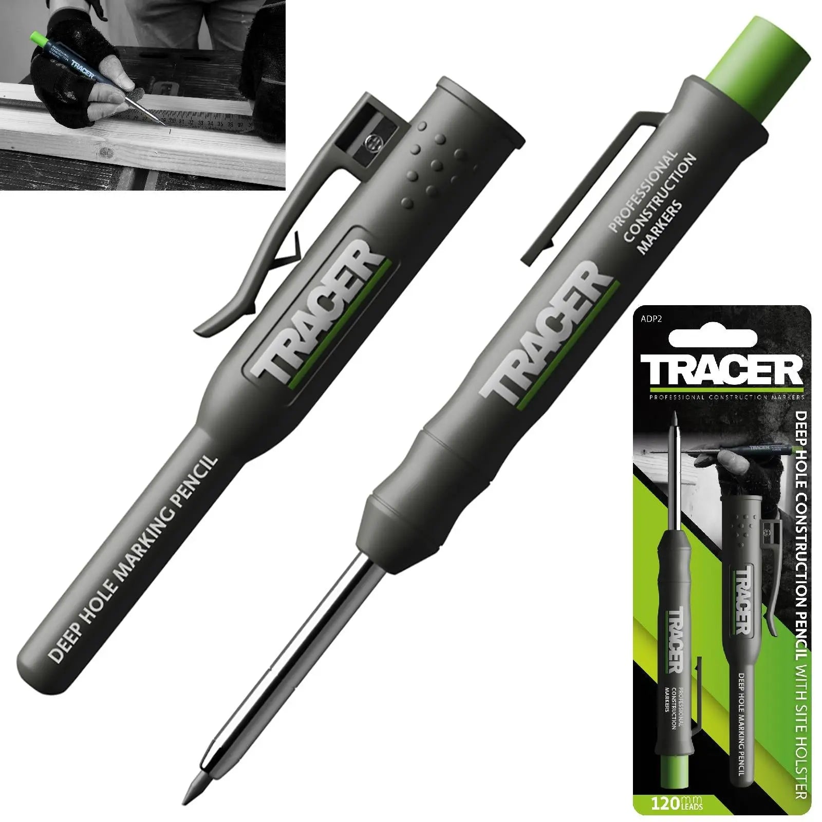 TRACER Deep Hole Pencil Marker and Site Holster 100mm Depth 