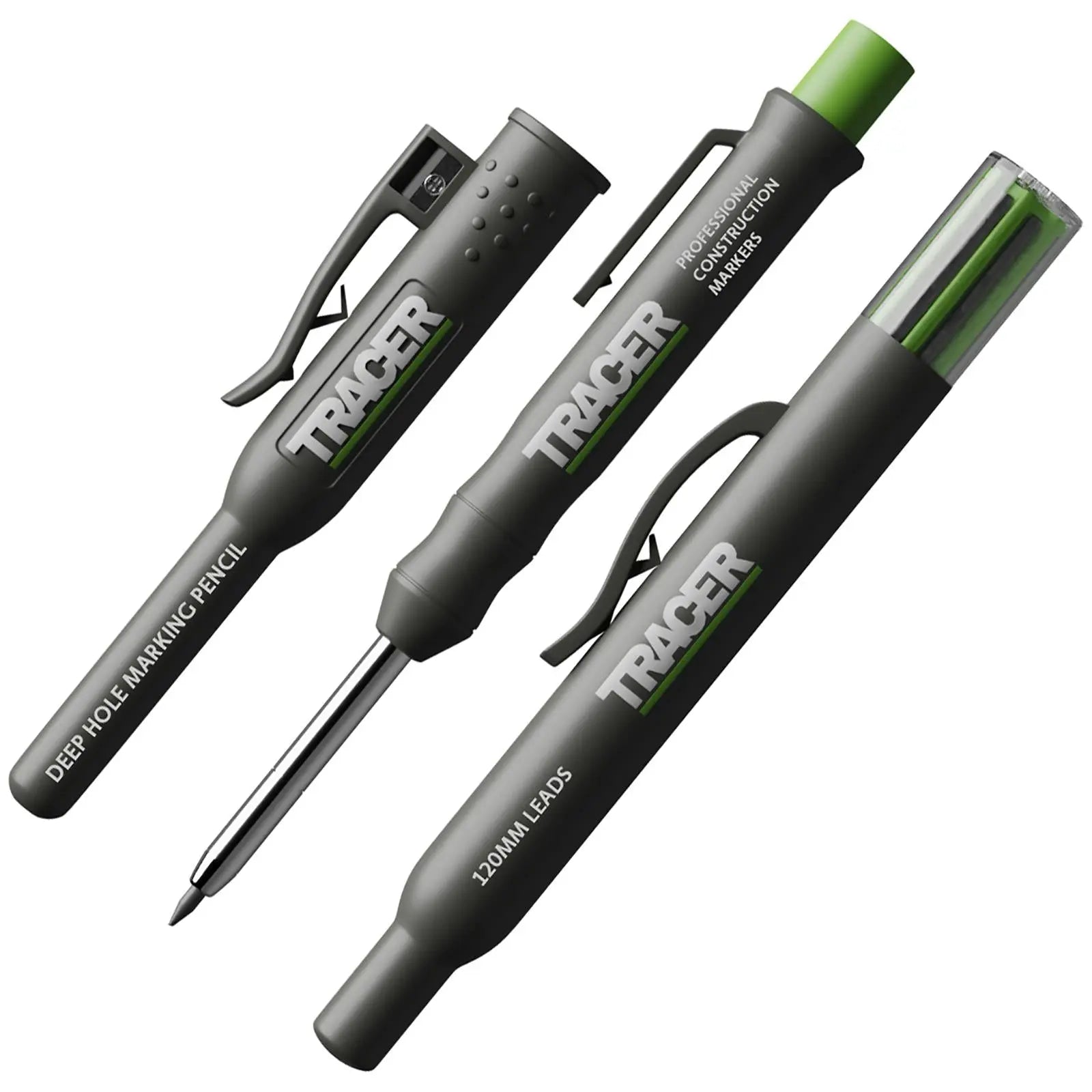 TRACER Deep Hole Pencil Marker with ALH1 6 Replacement Leads with Site Holster 