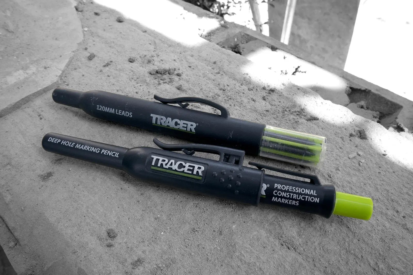 TRACER Deep Hole Pencil Marker with ALH1 6 Replacement Leads with Site Holster 