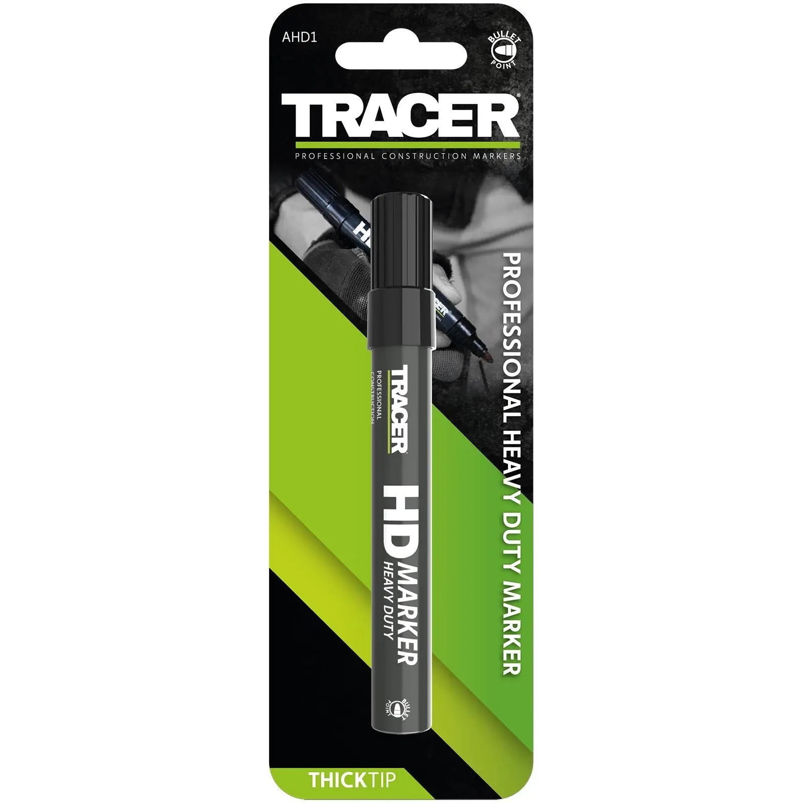 TRACER Heavy Duty Permanent Marker Pen Black 1-3mm Bullet Point 