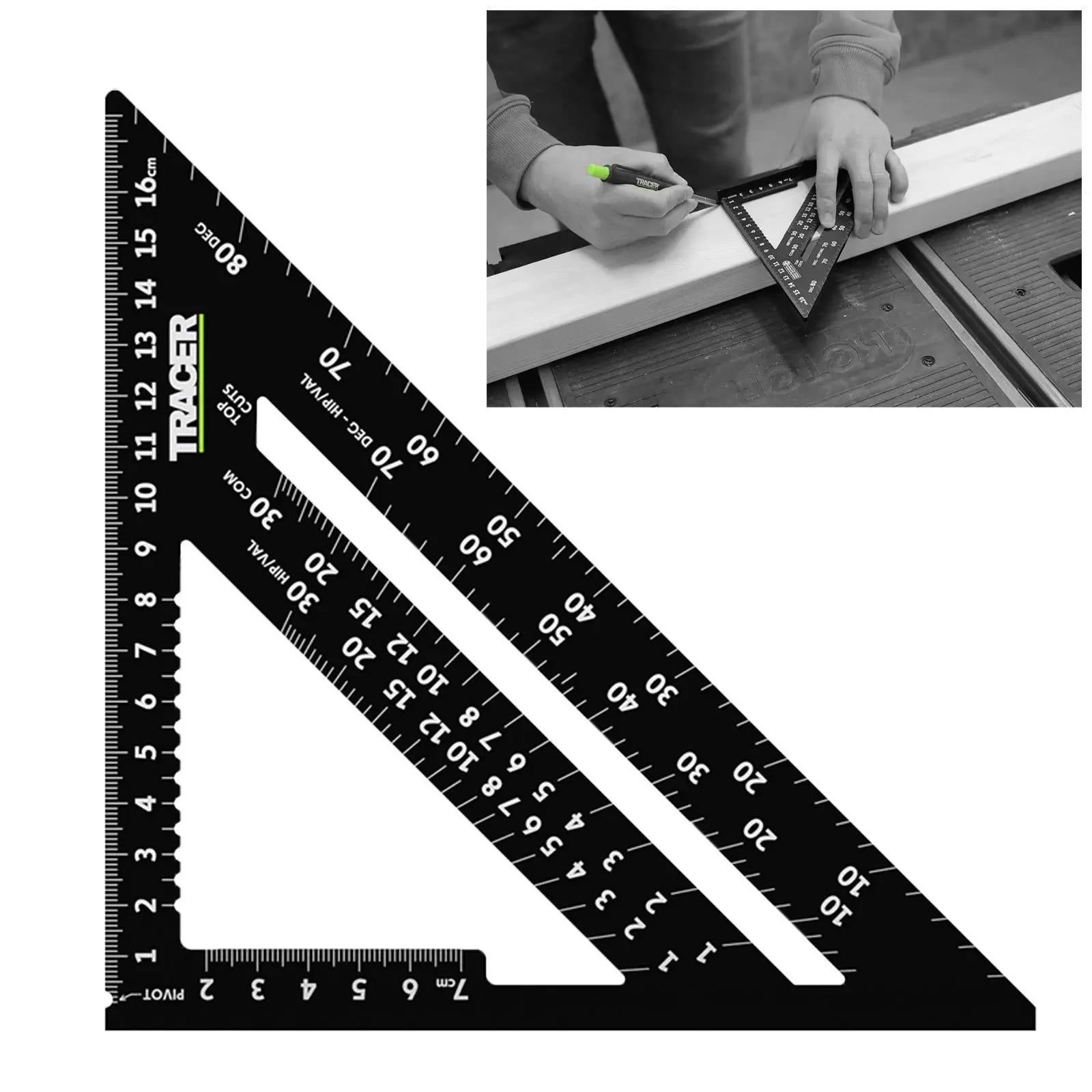 TRACER Metric Speed Square 175mm  White Rose Tools