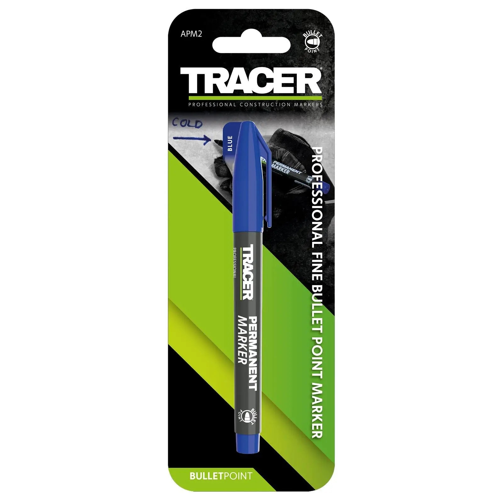 TRACER Permanent Marker Pen Blue 1-2mm Fine Bullet Point 