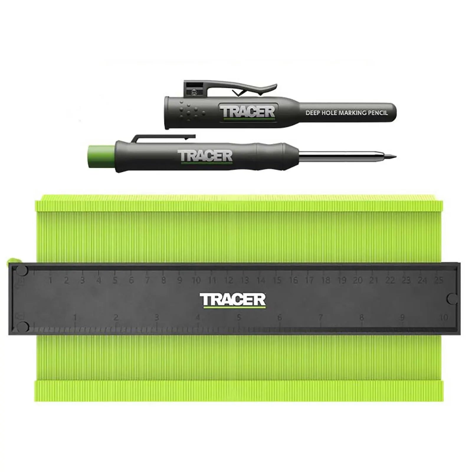 TRACER Procontour Gauge Marking Kit With Deep Hole Pencil 250mm 10  White Rose Tools