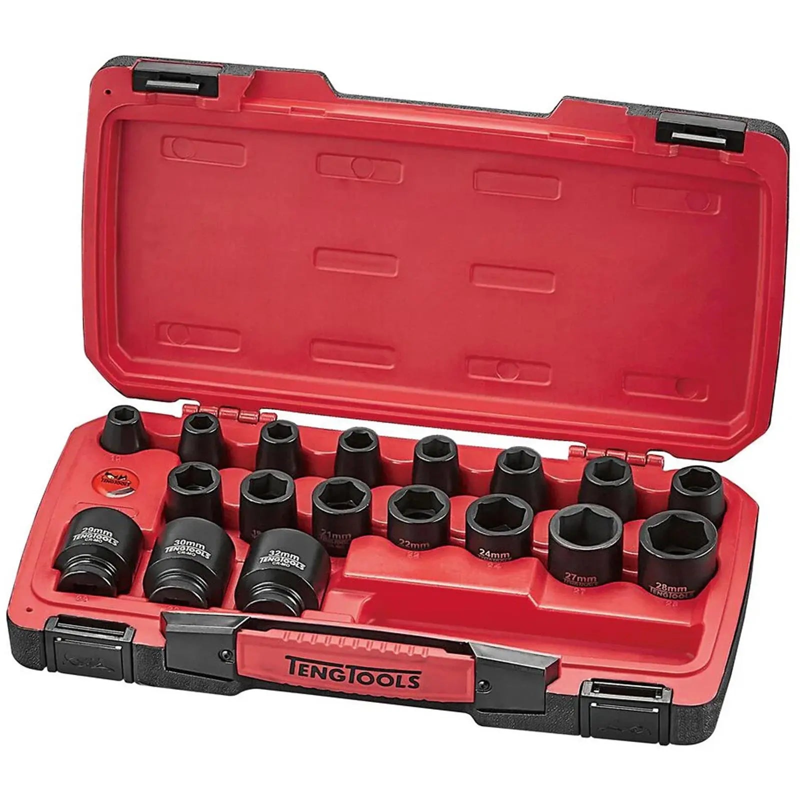 Teng Tools Impact Socket Set 1/2" Drive MECCA PRO 10-32mm 22 Pieces DIN3129 T9222  White Rose Tools