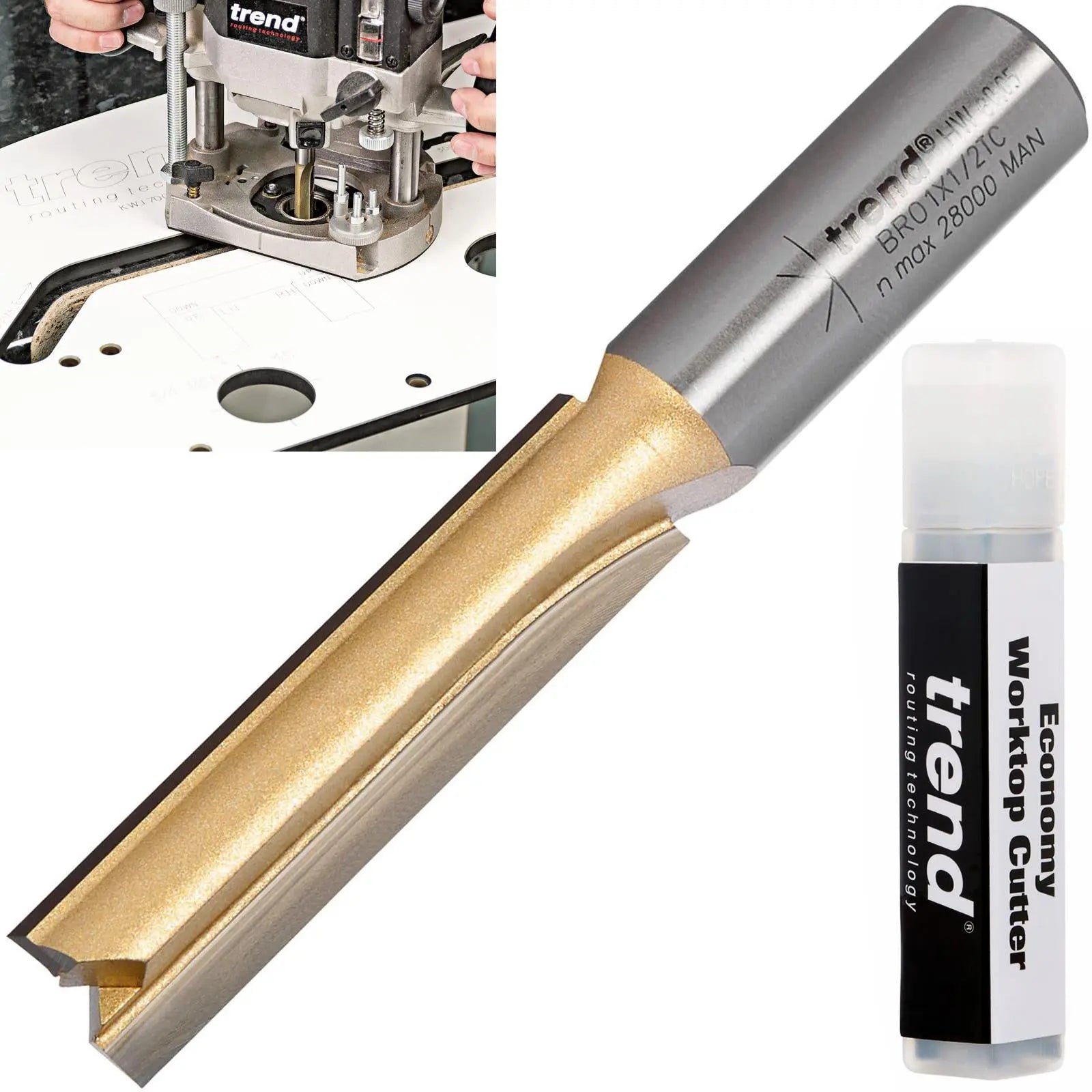 Trend 1/2" Tct Two Flute Straight Worktop Router Cutter 12.7mm X 50mm BR01X1/2TC 