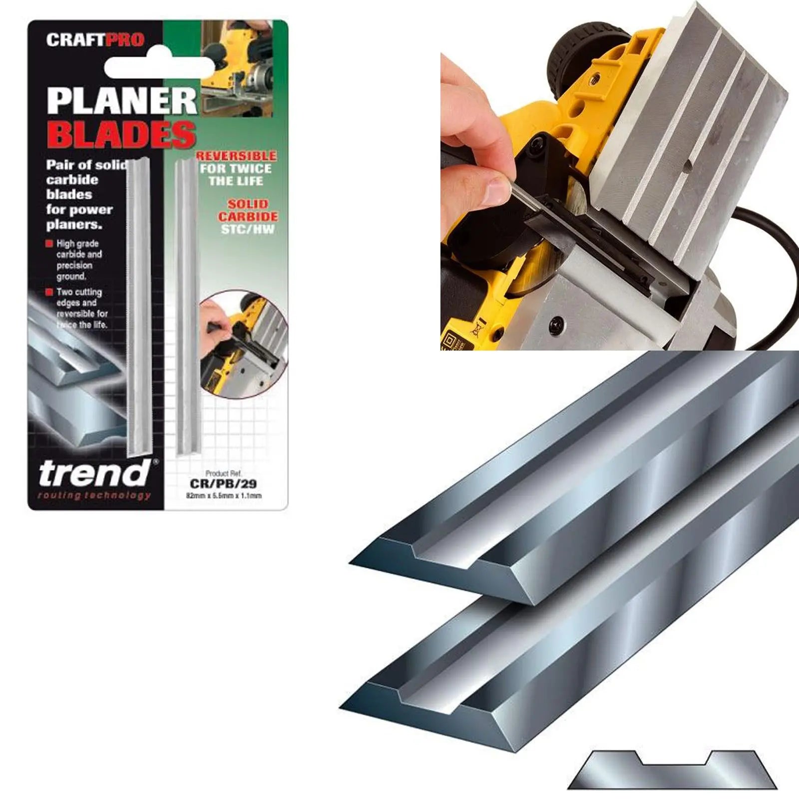 Trend Craft Pro Planer Blade Set 82mm X 5.5mm X 1.1mm Tc  CR/PB29 