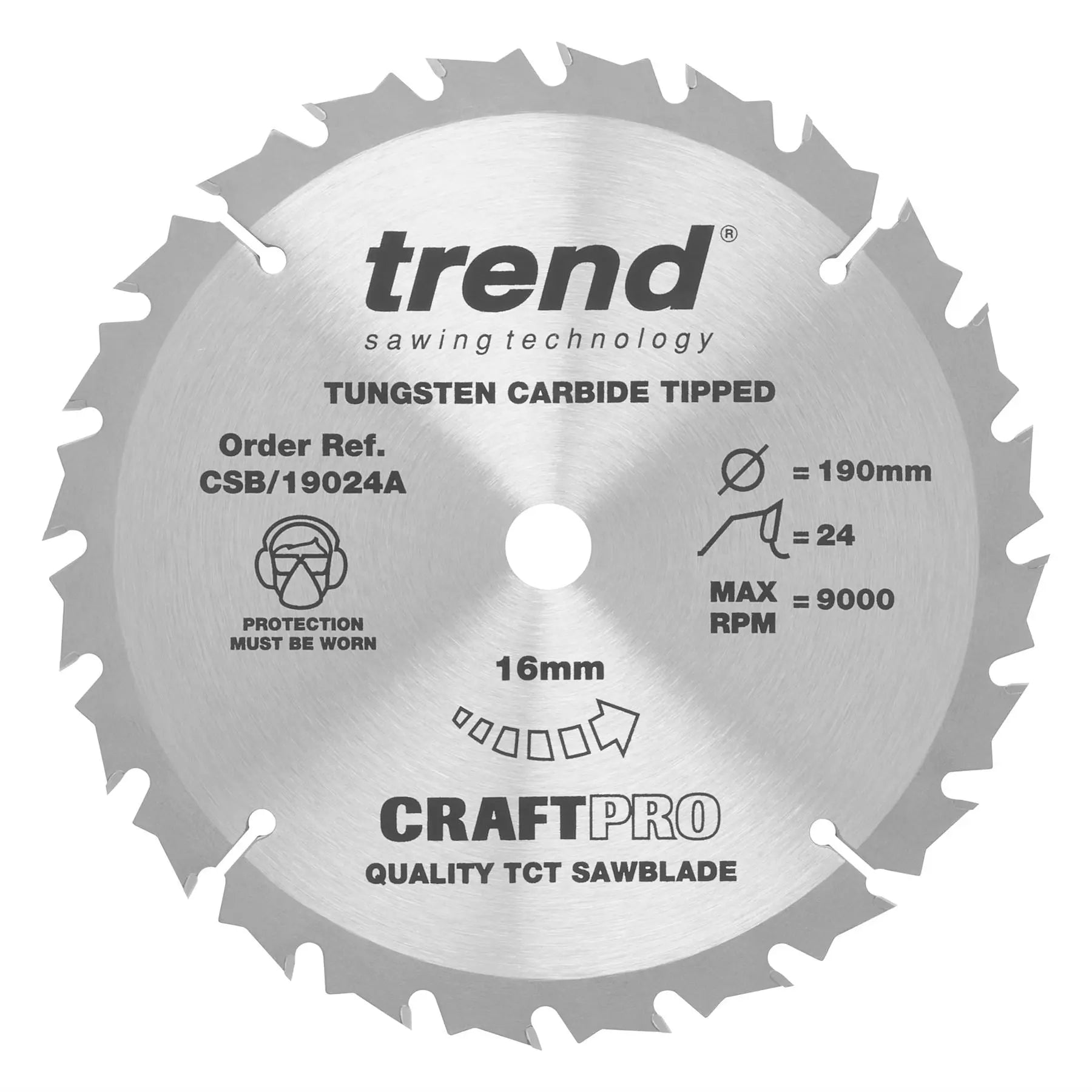 Trend Craft Saw Blade 190mm X 24 Teeth X 16mm  CSB/19024A  White Rose Tools